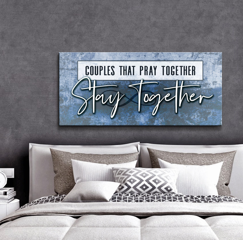 Exclusive Couples Wall Art: 'Couples That Pray Together Stays Together' with Wood Frame, Ready to Hang - Buy 2 Get 20% Off