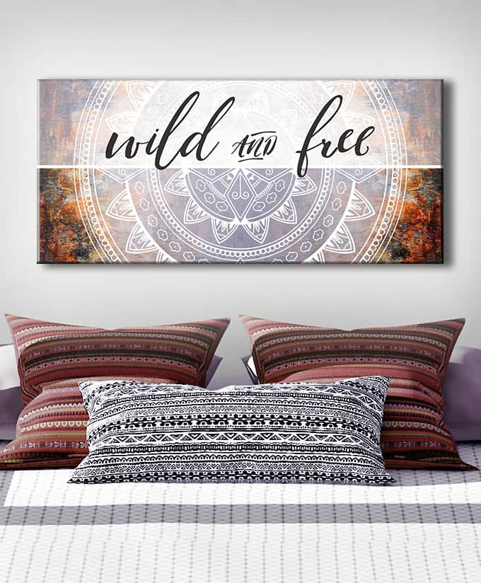 Hot Deal! High - quality Bedroom Wall Art - Wild & Free V4 with Wood Frame, Ready to Hang