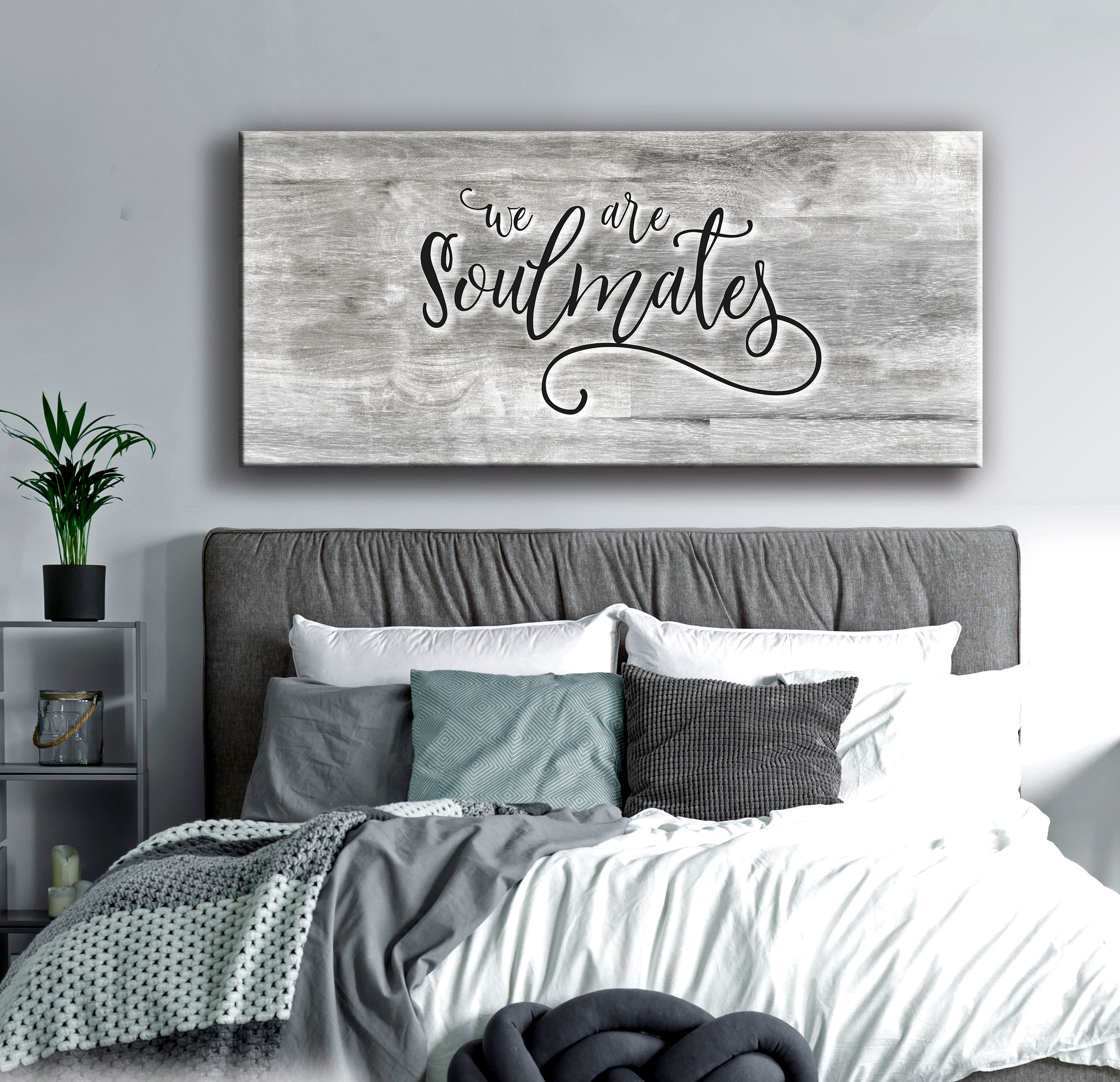 Hot Sale! Couples Wall Art - 'We Are Soulmates' with Wood Frame, Ready to Hang
