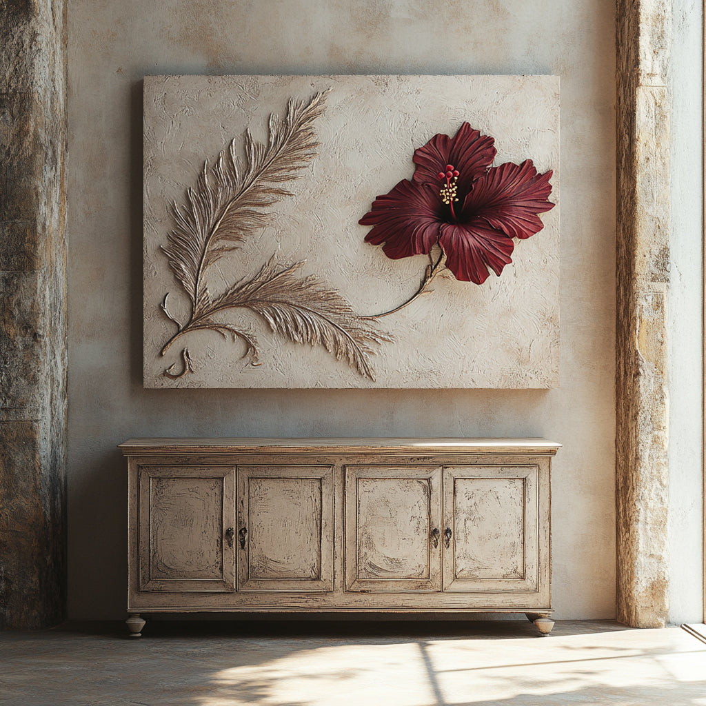 Stunning Crimson Serenity Canvas with Wood Frame for Wall Decor