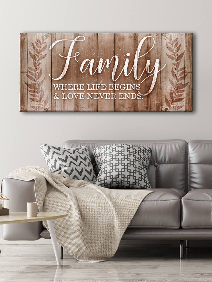 Exclusive Family Wall Art - Family Where Life Begins V4 with Wood Frame, Ready to Hang! Buy 2, Save 20%