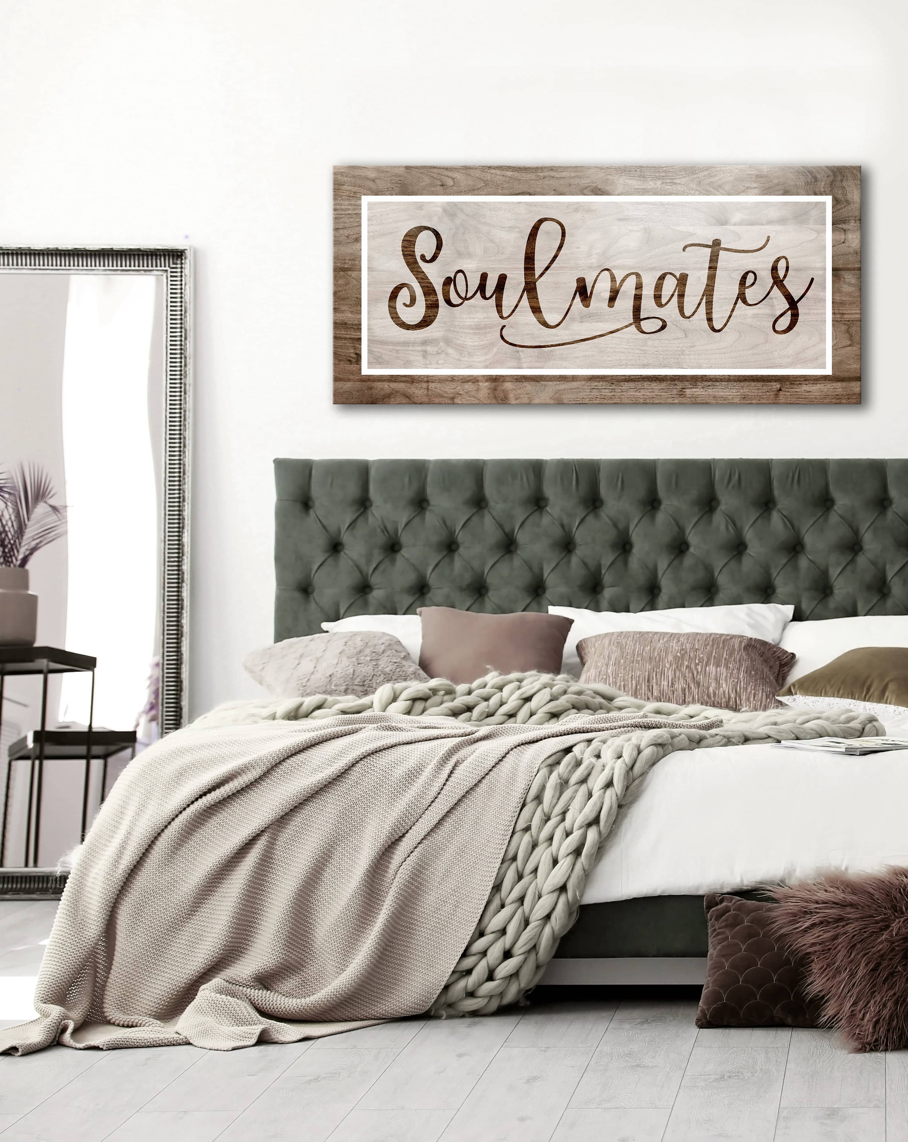 Hot Deal! Bedroom Wall Art - Soulmates V2 with Wood Frame, Ready To Hang