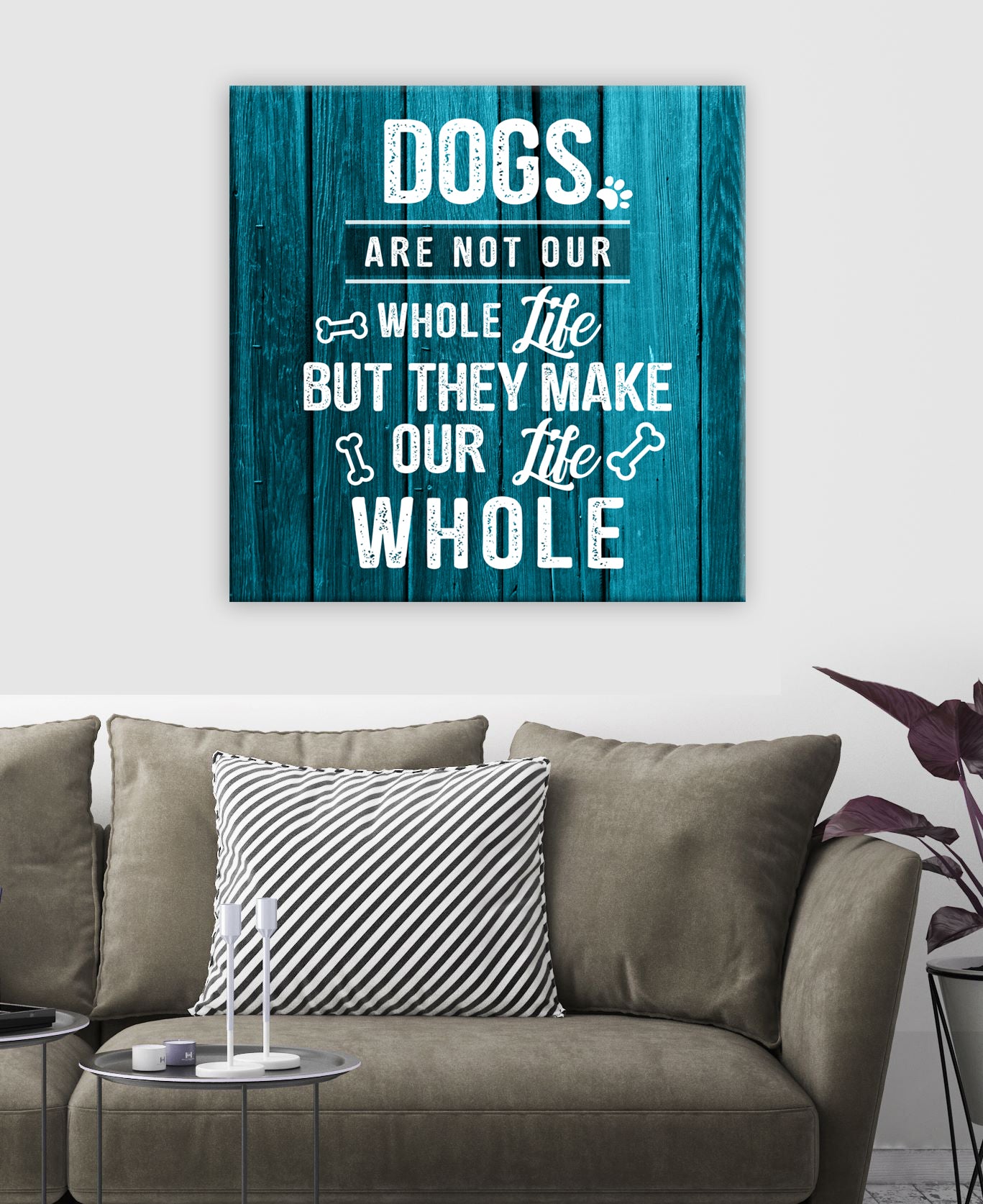 Exclusive Pet Wall Art: 'Dogs Our Whole Life' with Wood Frame, Ready to Hang - Buy 2 Save 20%