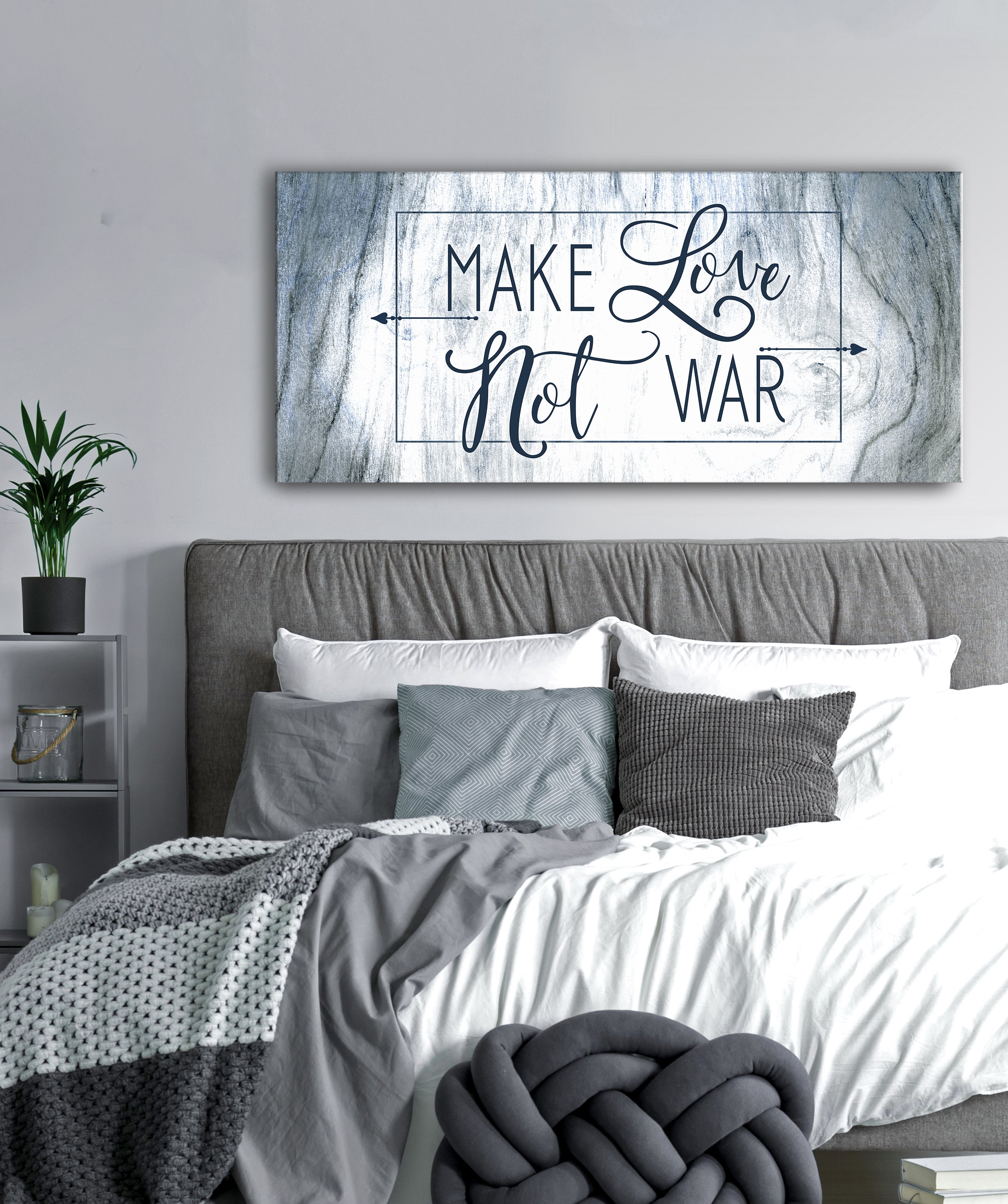 High - Quality Wood - Framed 'Make Love Not War' Home Wall Art, Ready to Hang