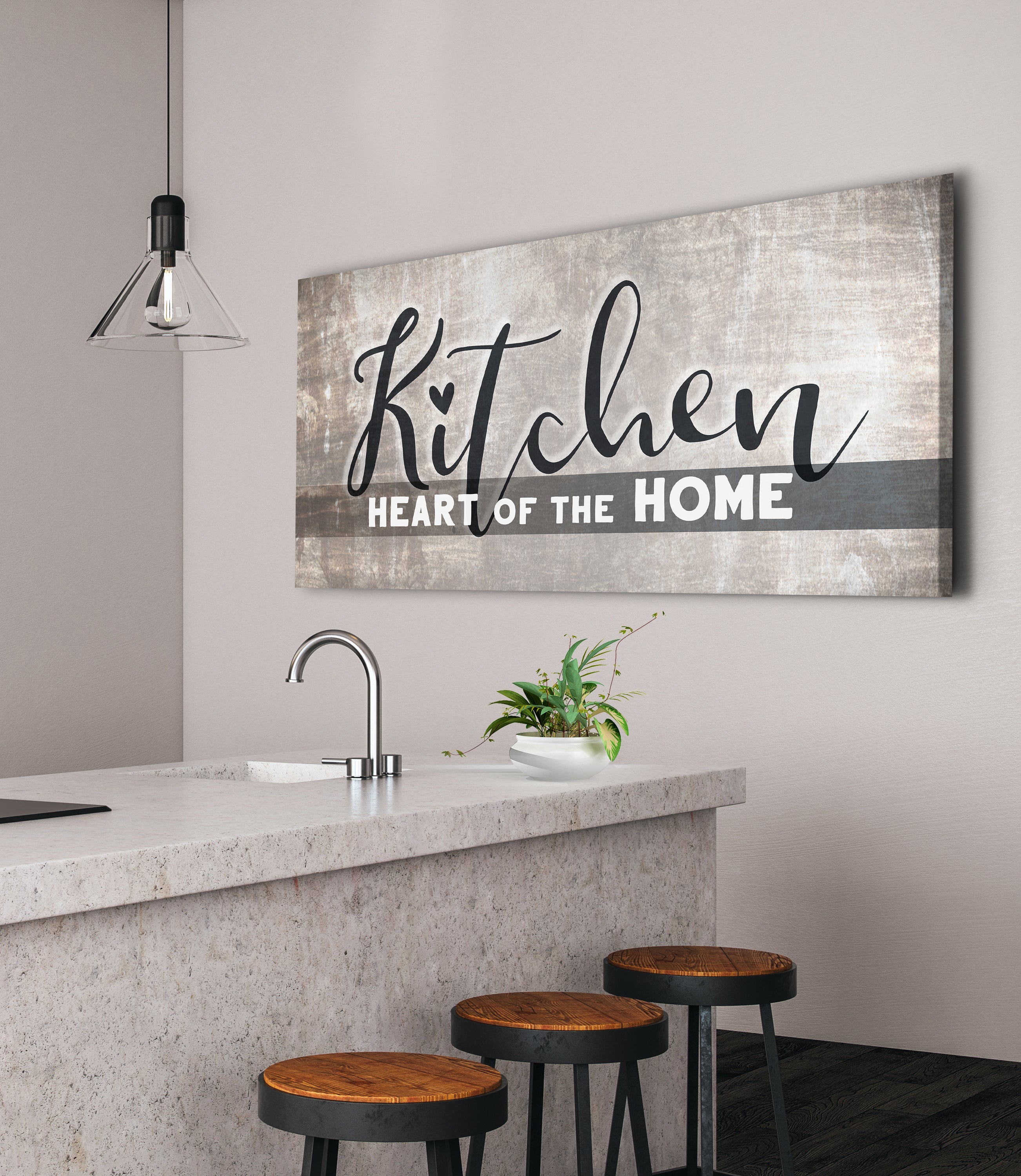 Ready-to-Hang Wood Framed Kitchen Wall Art: Kitchen, The Heart of the Home