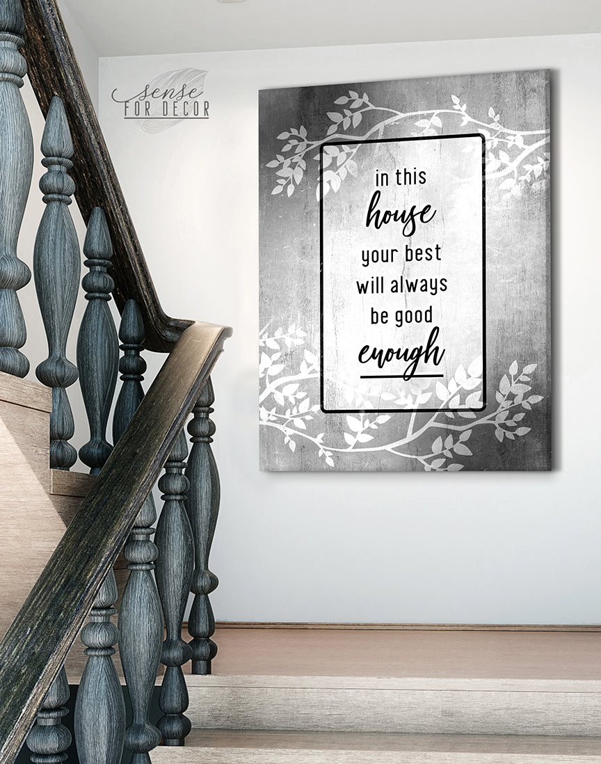Hot! Ready - To - Hang Wood - Framed Home Wall Art: 'In This House You're Best'