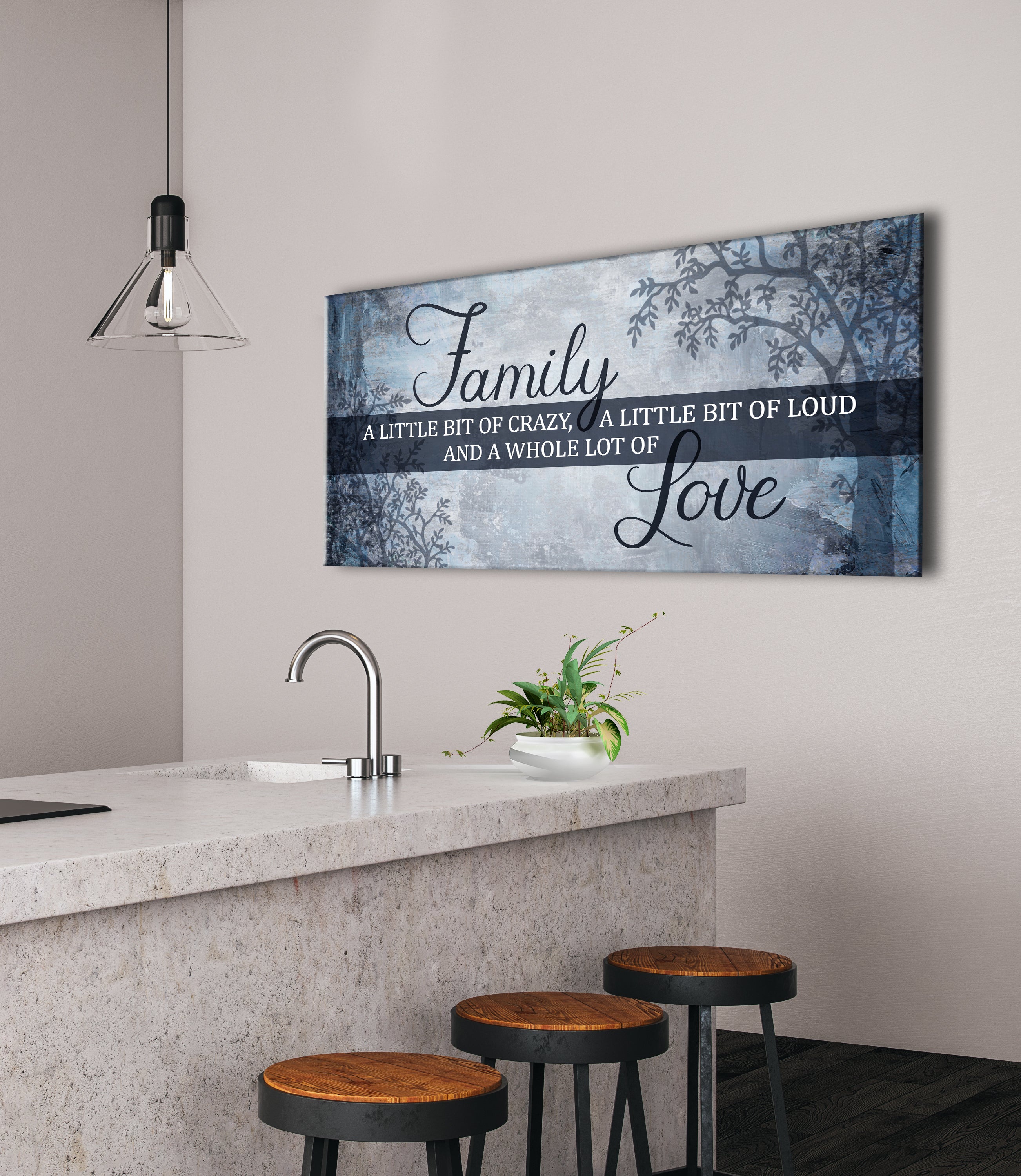 Exclusive Family Wall Art: Crazy Family Design V7 with Wood Frame, Ready to Hang - Buy 2 Save 20%
