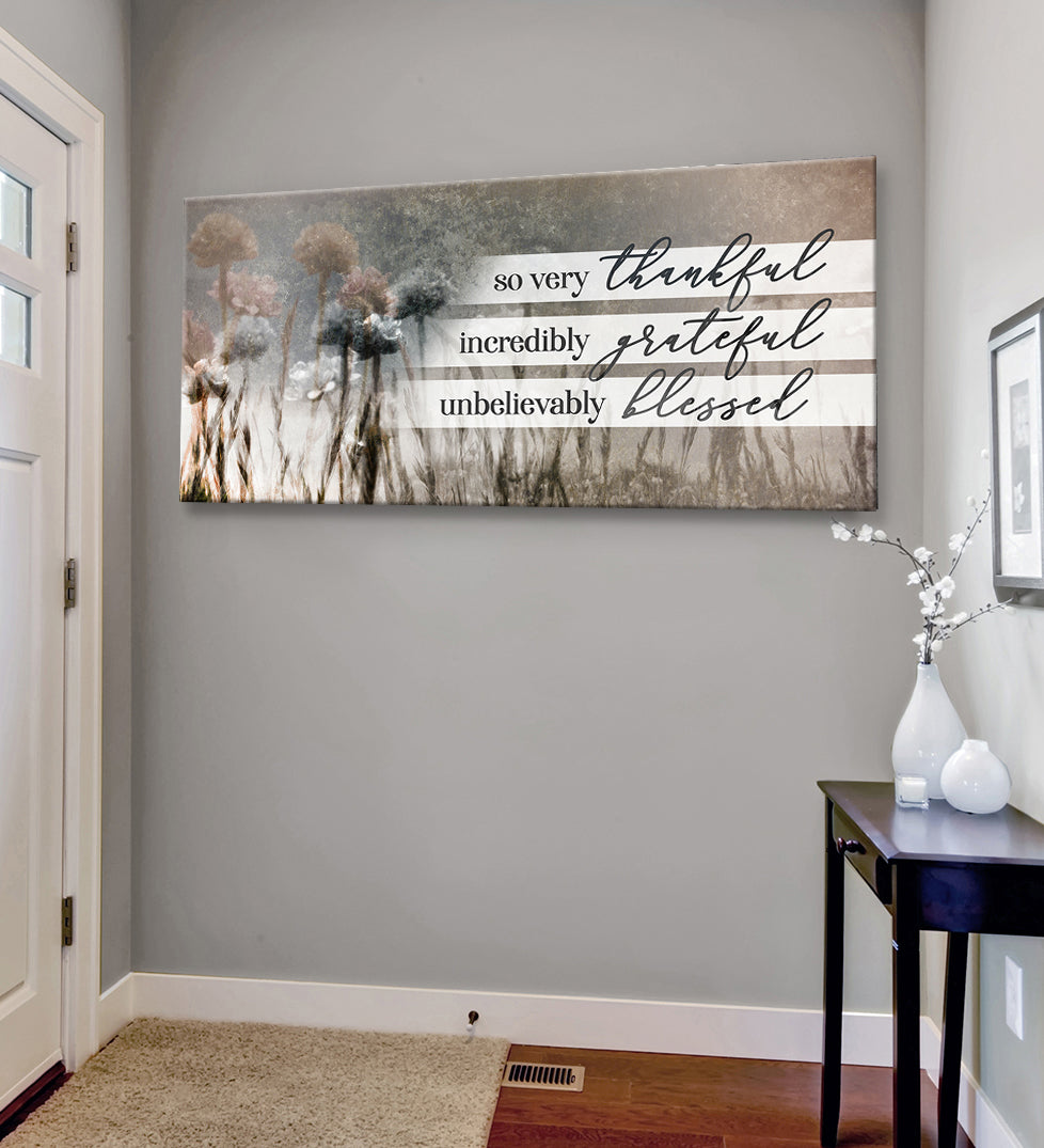 Hot Deal! Christian Wall Art - 'So Very Thankful V21' with Wood Frame, Ready to Hang