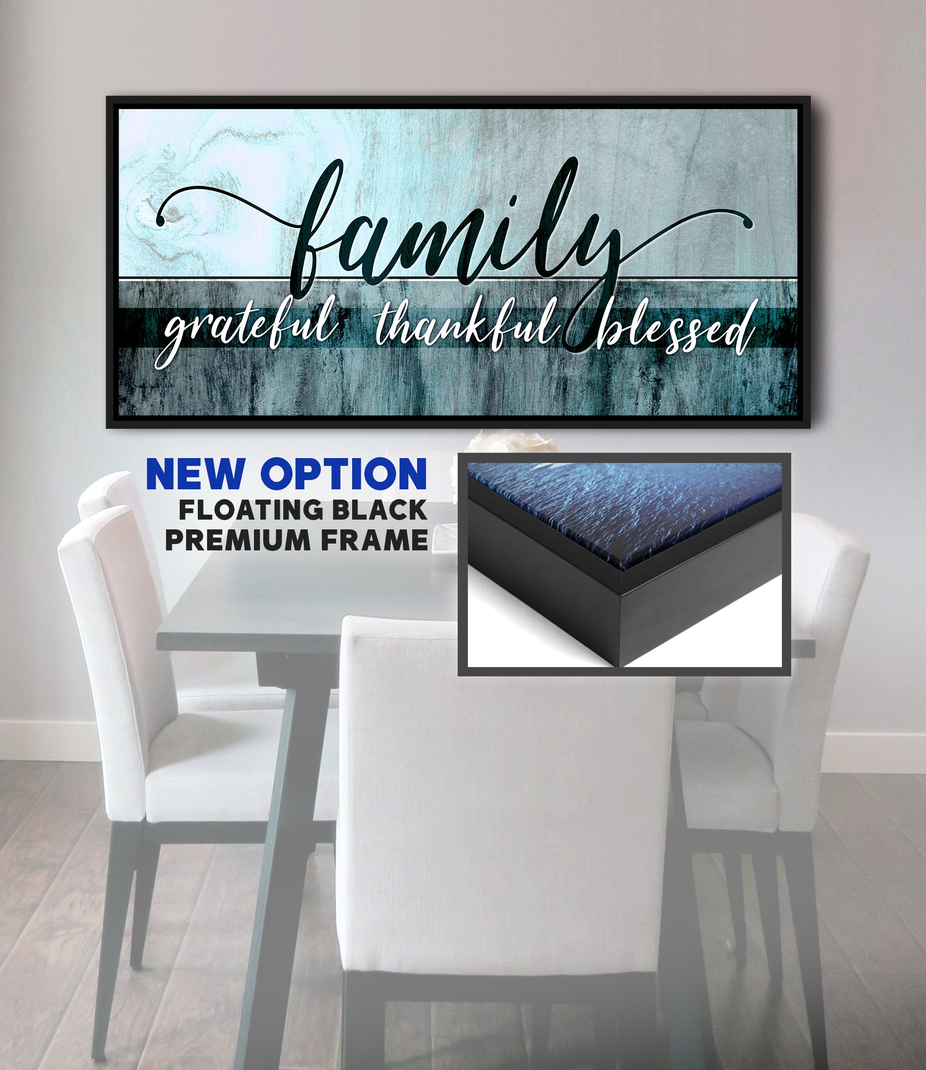 Exclusive Family Wall Art: 'Grateful, Thankful, Blessed' in Wood Frame - Ready to Hang! Buy 2 Save 20%