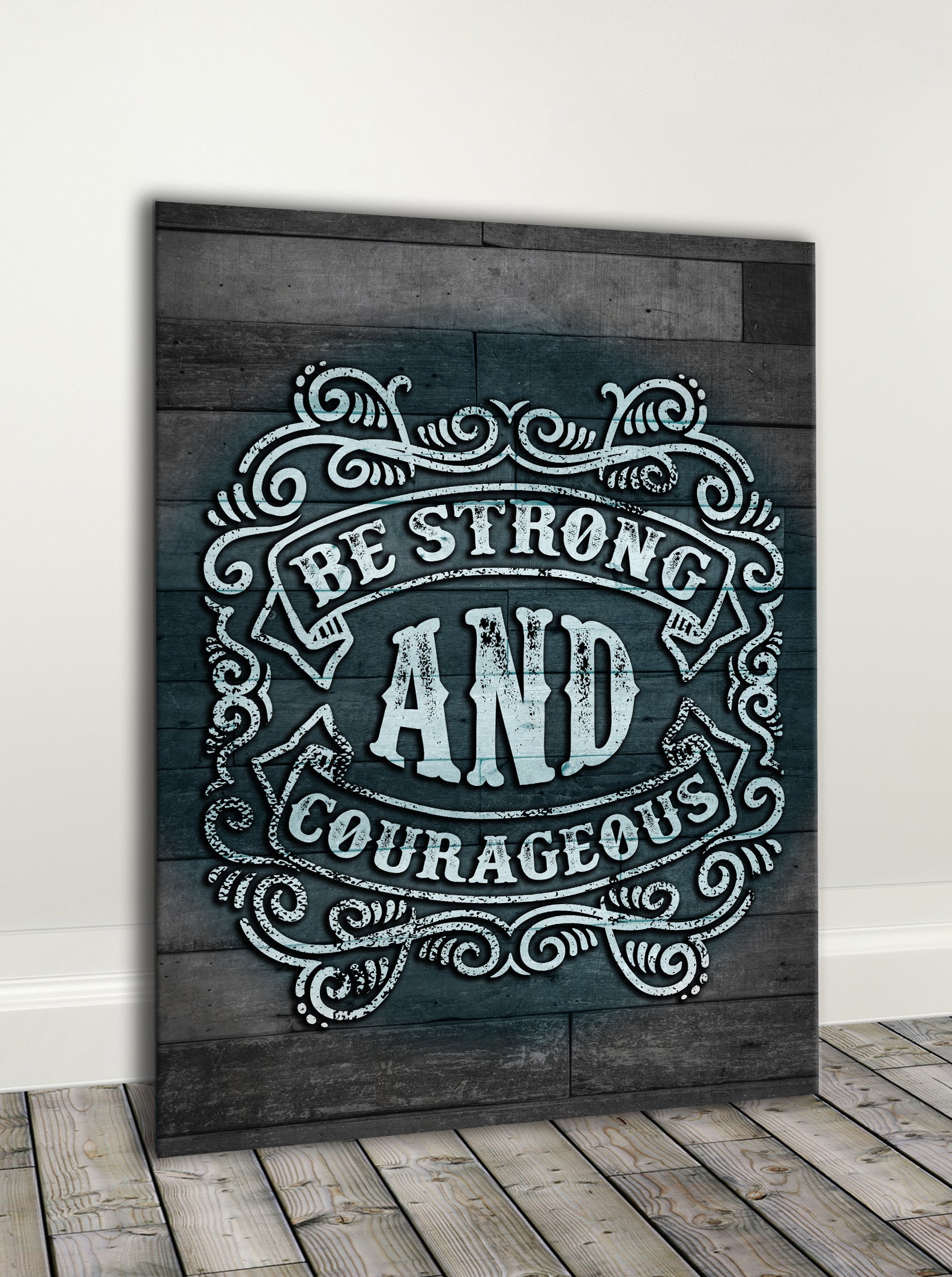 Limited-Time Offer! Vintage Style 'Be Strong And Courageous' Art with Wood Frame, Ready to Hang