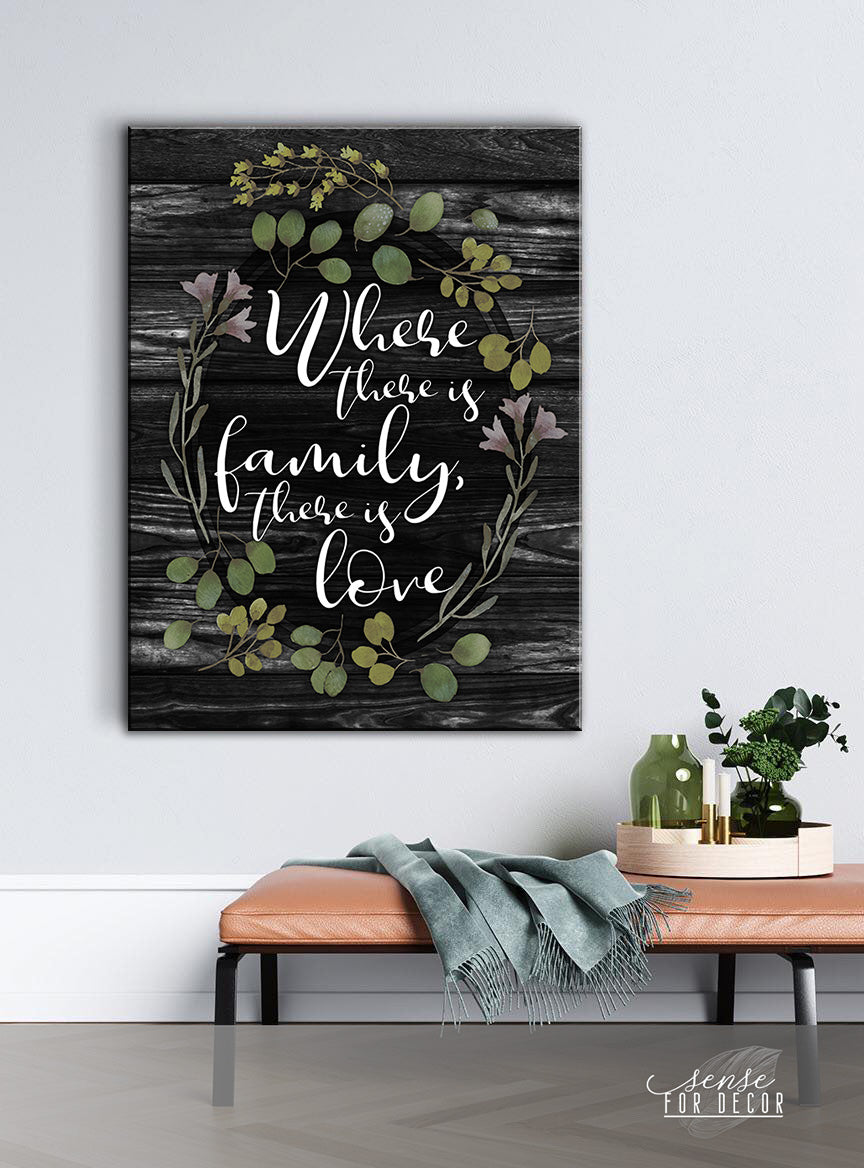 Family Wall Art V3: Wood Frame, Ready to Hang - Where Family Meets Love