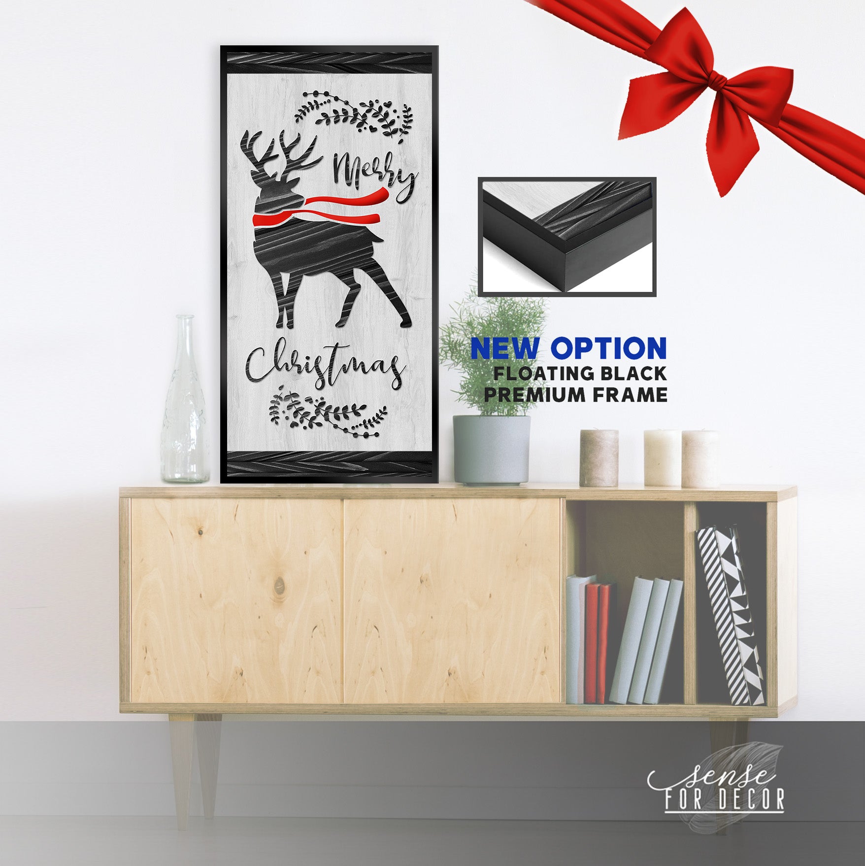 Limited Time Offer! Merry Xmas Holiday Wall Art with Wood Frame, Ready to Hang