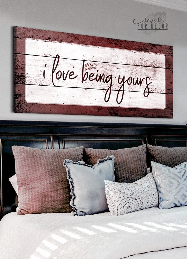 Hot! Couple Wall Art: I Love Being Yours (Wood Frame, Ready to Hang)
