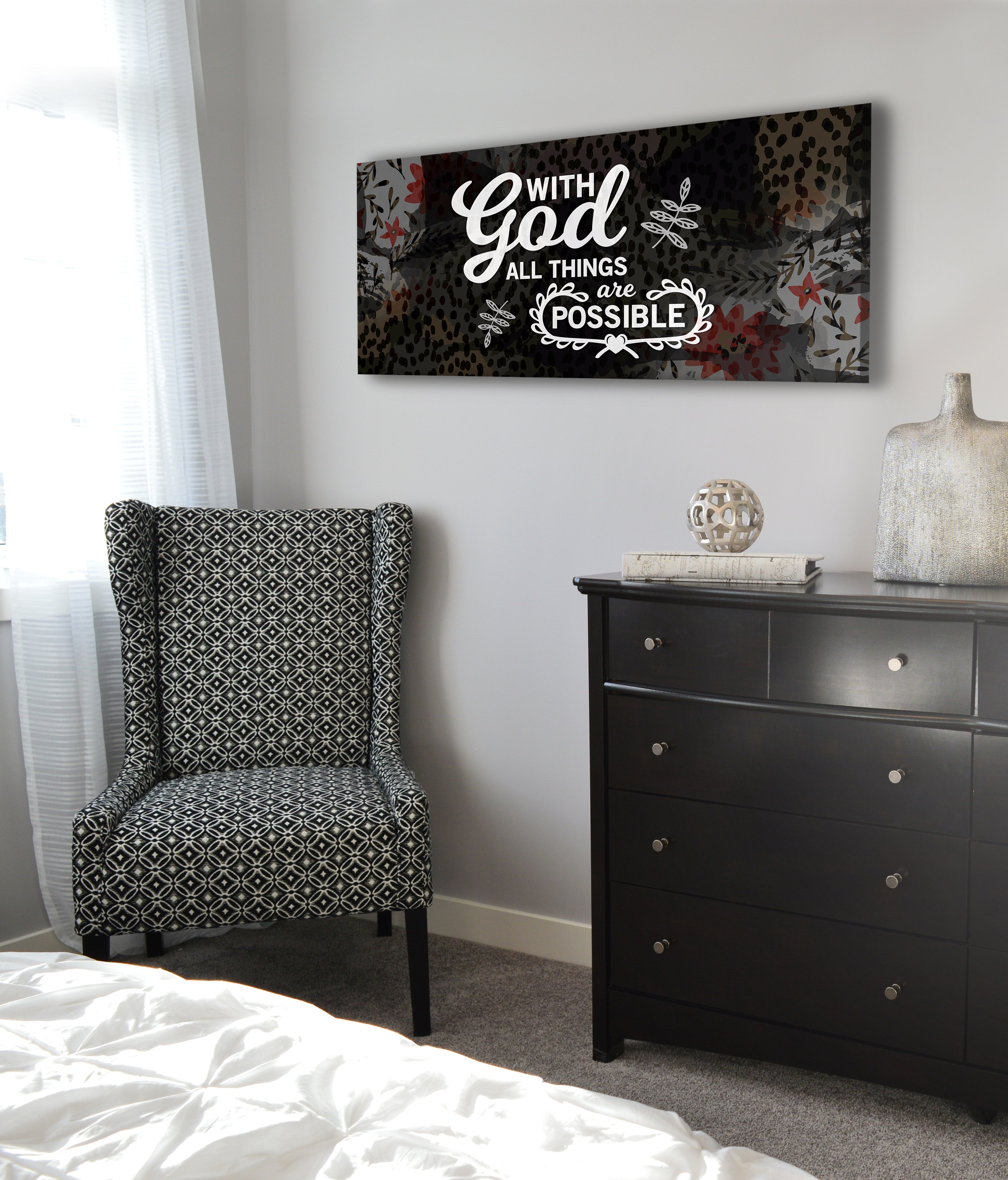 Christian Wall Art - 'With God All Things Are Possible' Wood Frame Ready-to-Hang, Buy 2 Save 20%