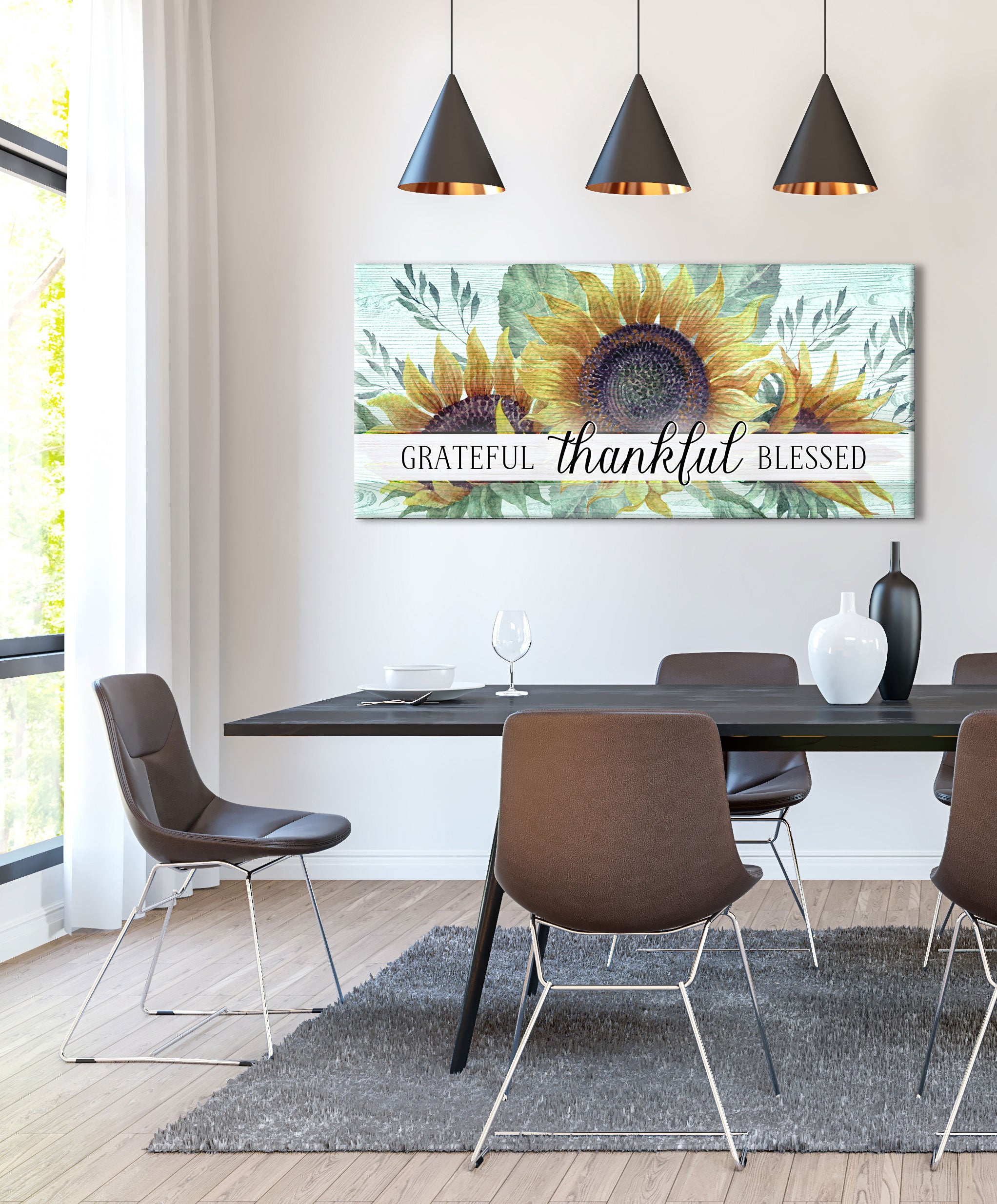 Hot Sale! Christian Wall Art - Grateful Thankful Blessed V13 with Wood Frame, Ready to Hang