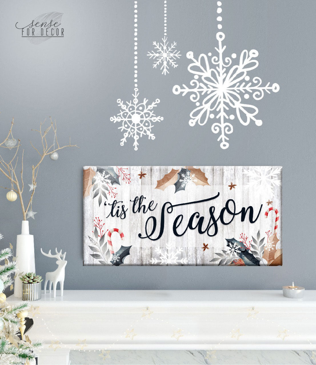High - Quality 'Tis The Season Holiday Wall Art with Wood Frame, Ready to Hang
