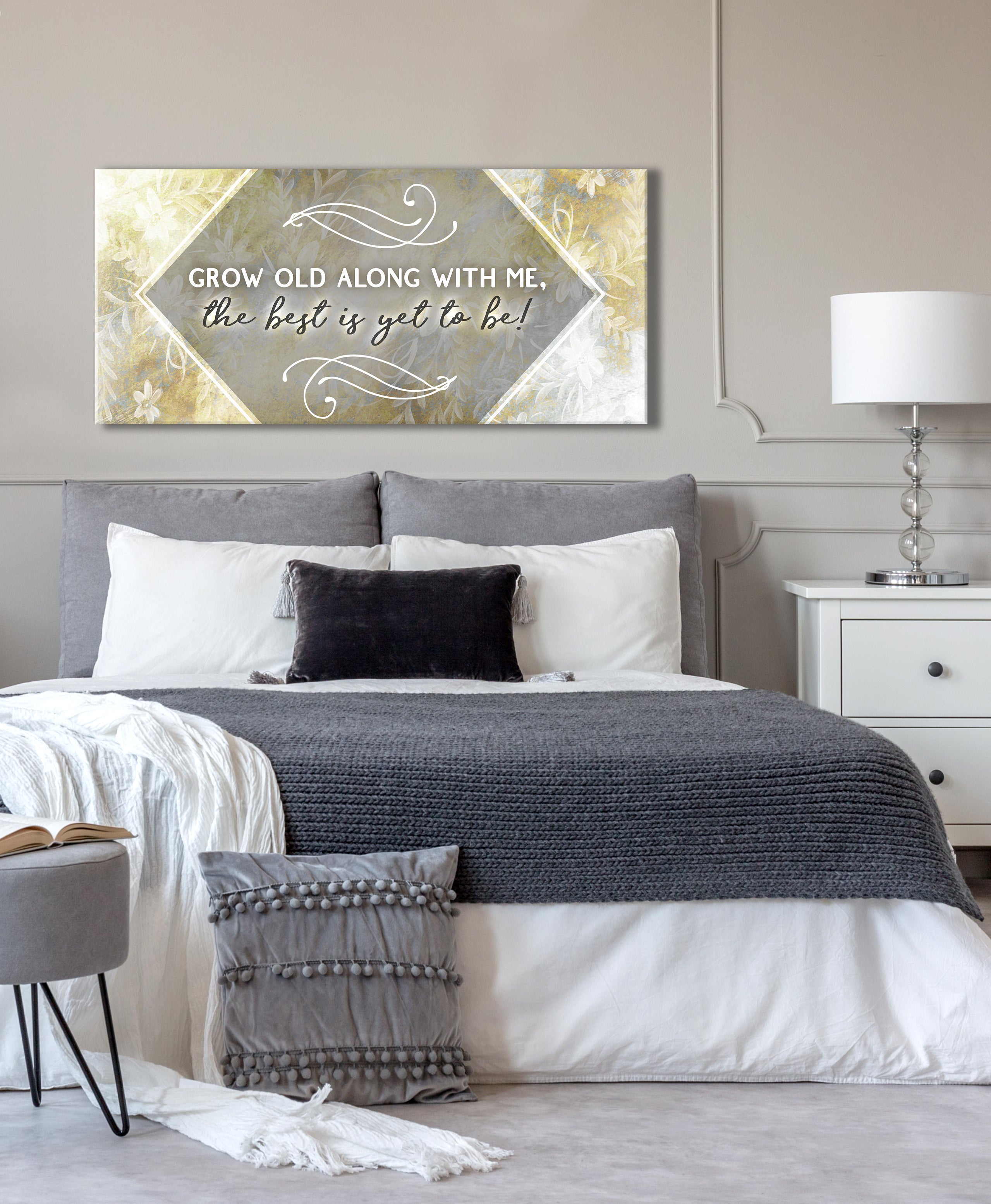Exclusive Couples Wall Art - 'Grow Old With Me' V8 in Wood Frame, Ready to Hang! Buy 2, Save 20%