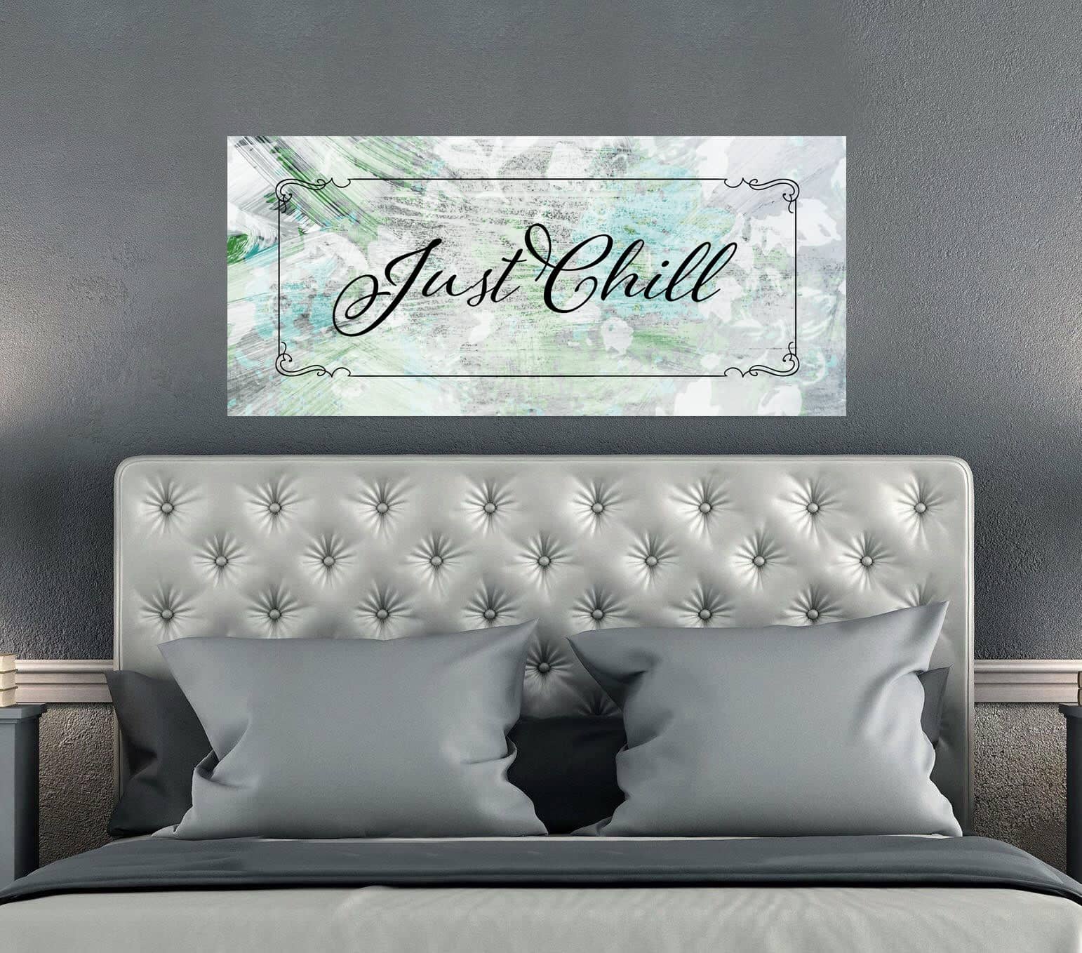 Hot Deal! Just Chill Bedroom Wall Art with Wood Frame, Ready to Hang