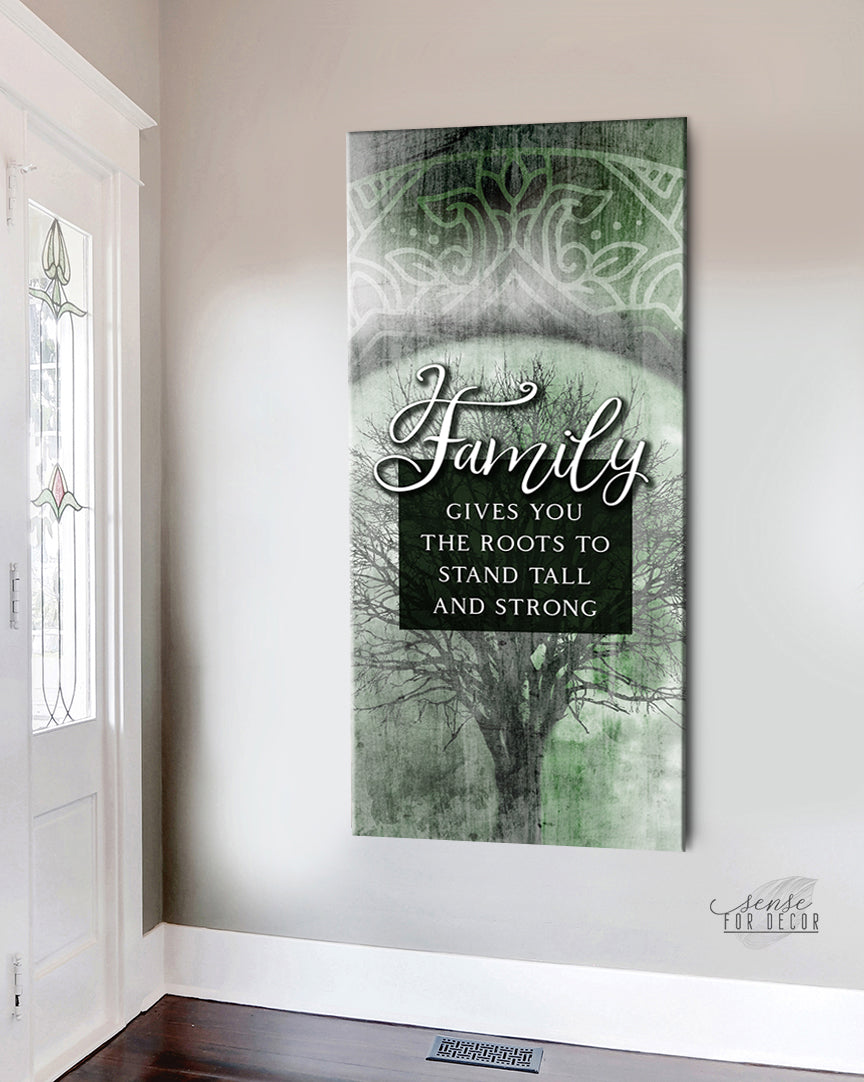 Family Wall Art: Family Gives Roots - Wood Frame, Ready To Hang! Buy 2, Save 20%