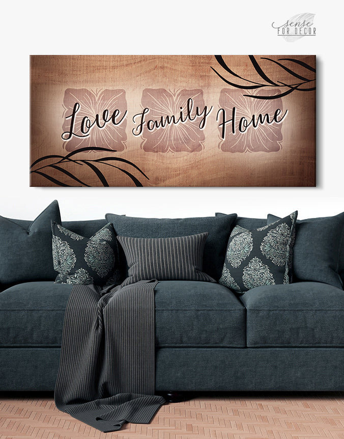High - Quality Wood - Framed Family Wall Art: Love Family Home, Ready To Hang