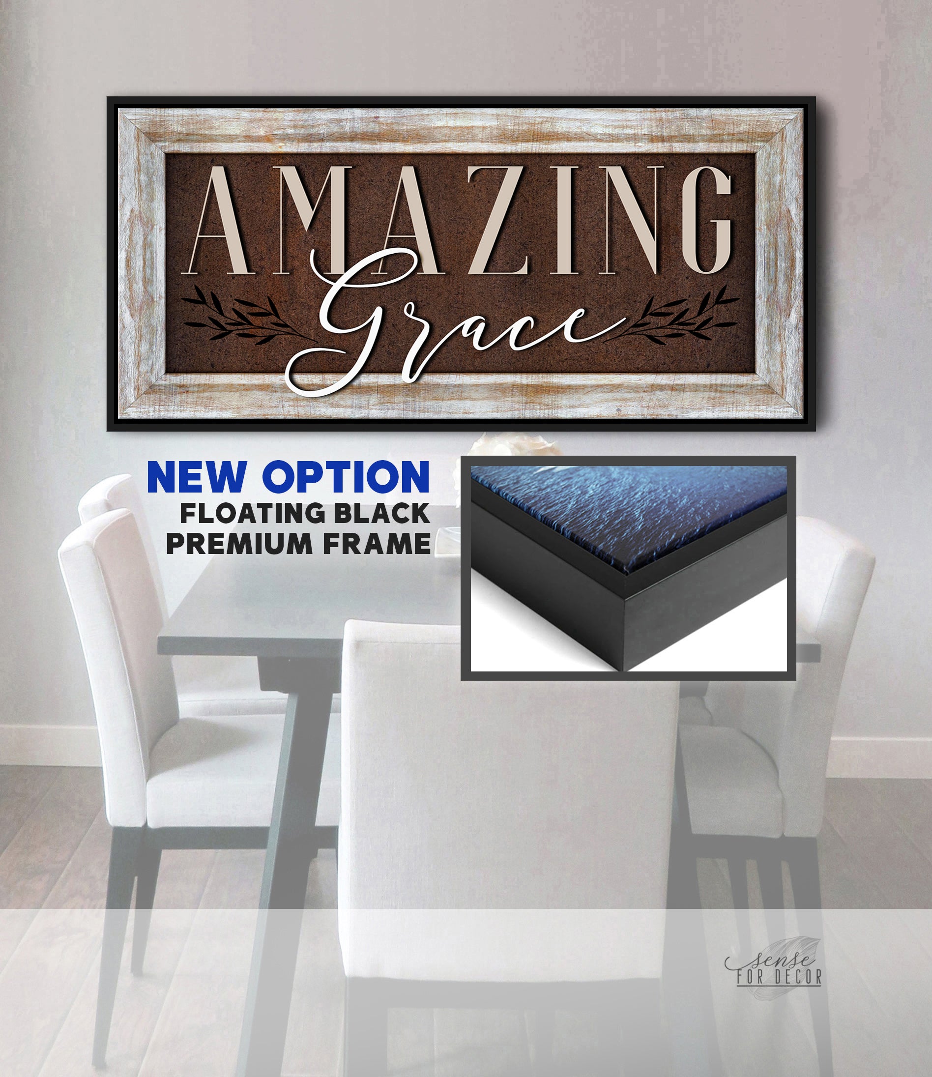 Christian Wall Art: Amazing Grace V12 - Wood Frame, Ready to Hang! Buy 2, Save 20%