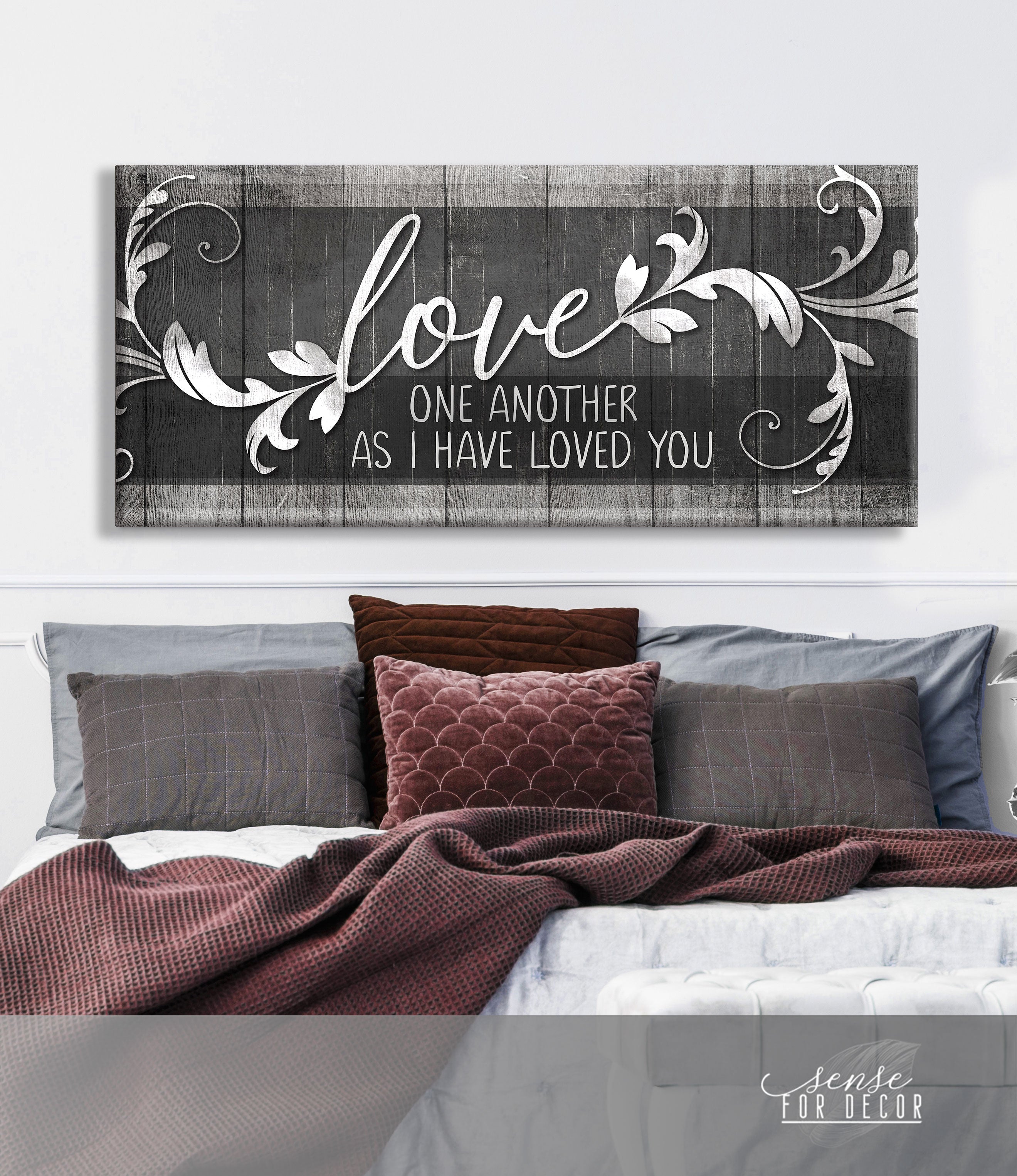 High - Quality Wood - Framed Christian Wall Art: 'Love One Another' Ready to Hang