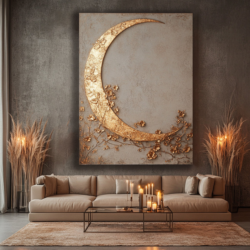 Moon Blossoms V6 - Exclusive Floral Wall Art for a Calm and Peaceful Home Decor