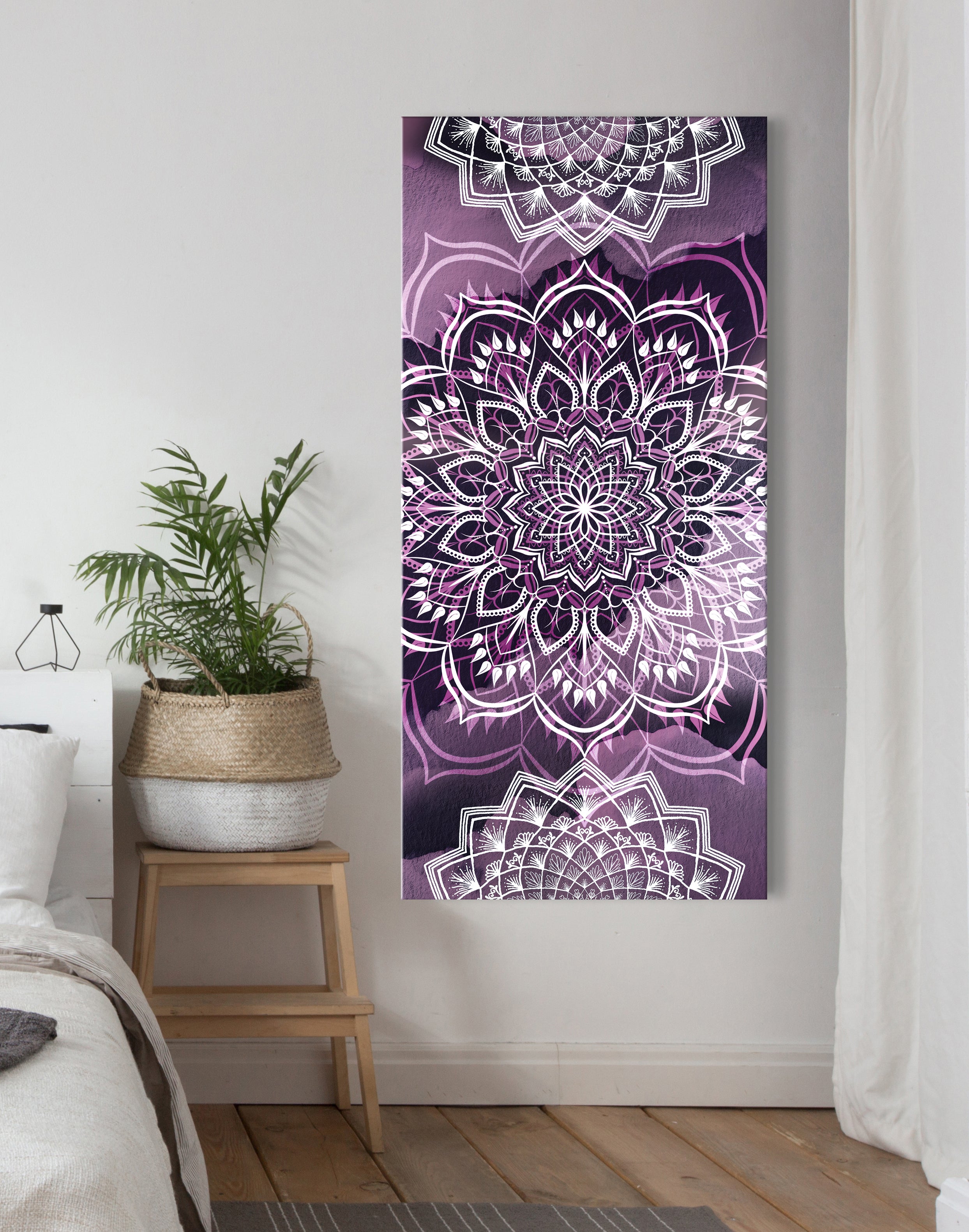 Boho Mandala Wall Art with Wood Frame - Ready to Hang! Buy 2, Save 20%