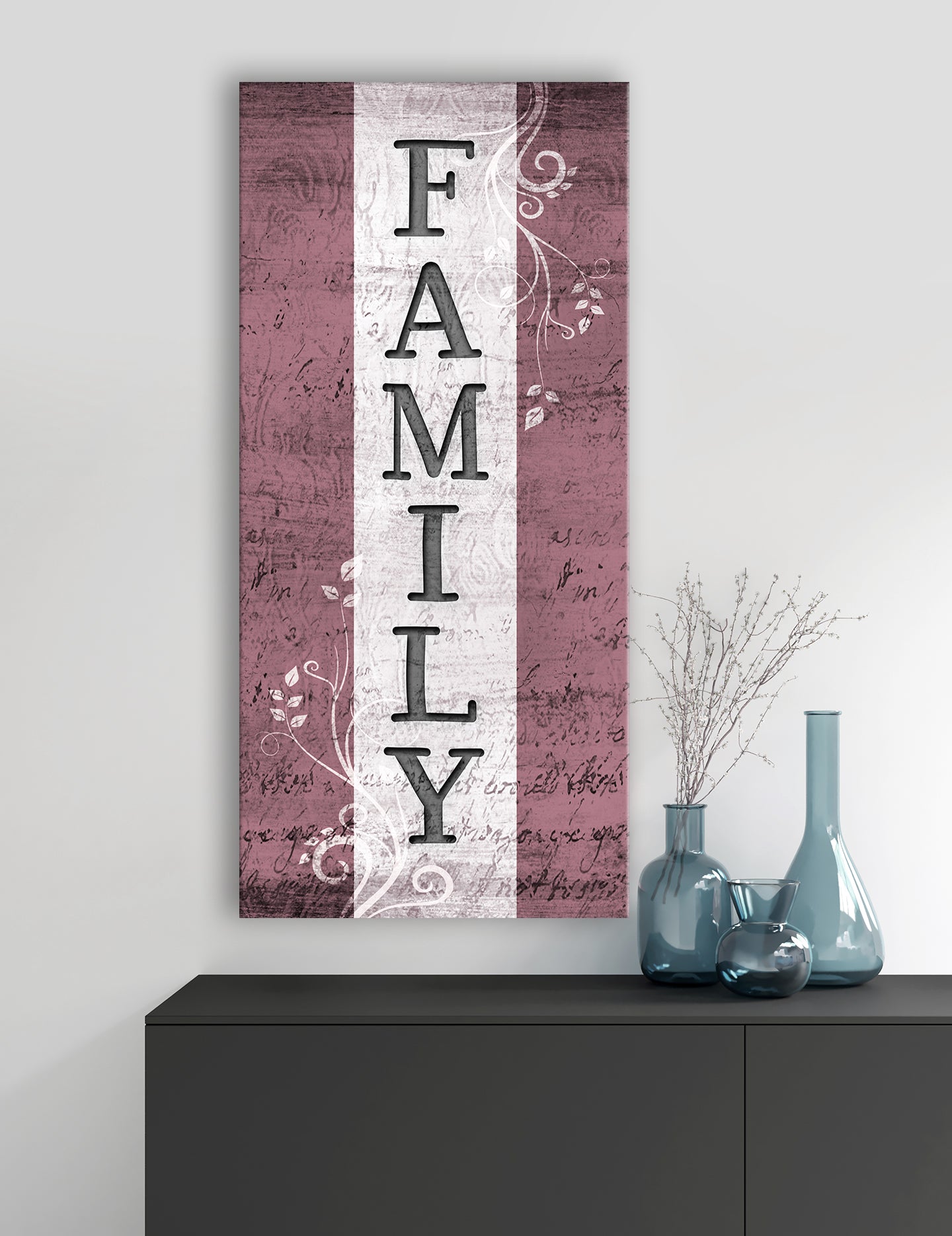 High - Quality Family Word Sign V6 with Wood Frame, Ready to Hang for Your Home