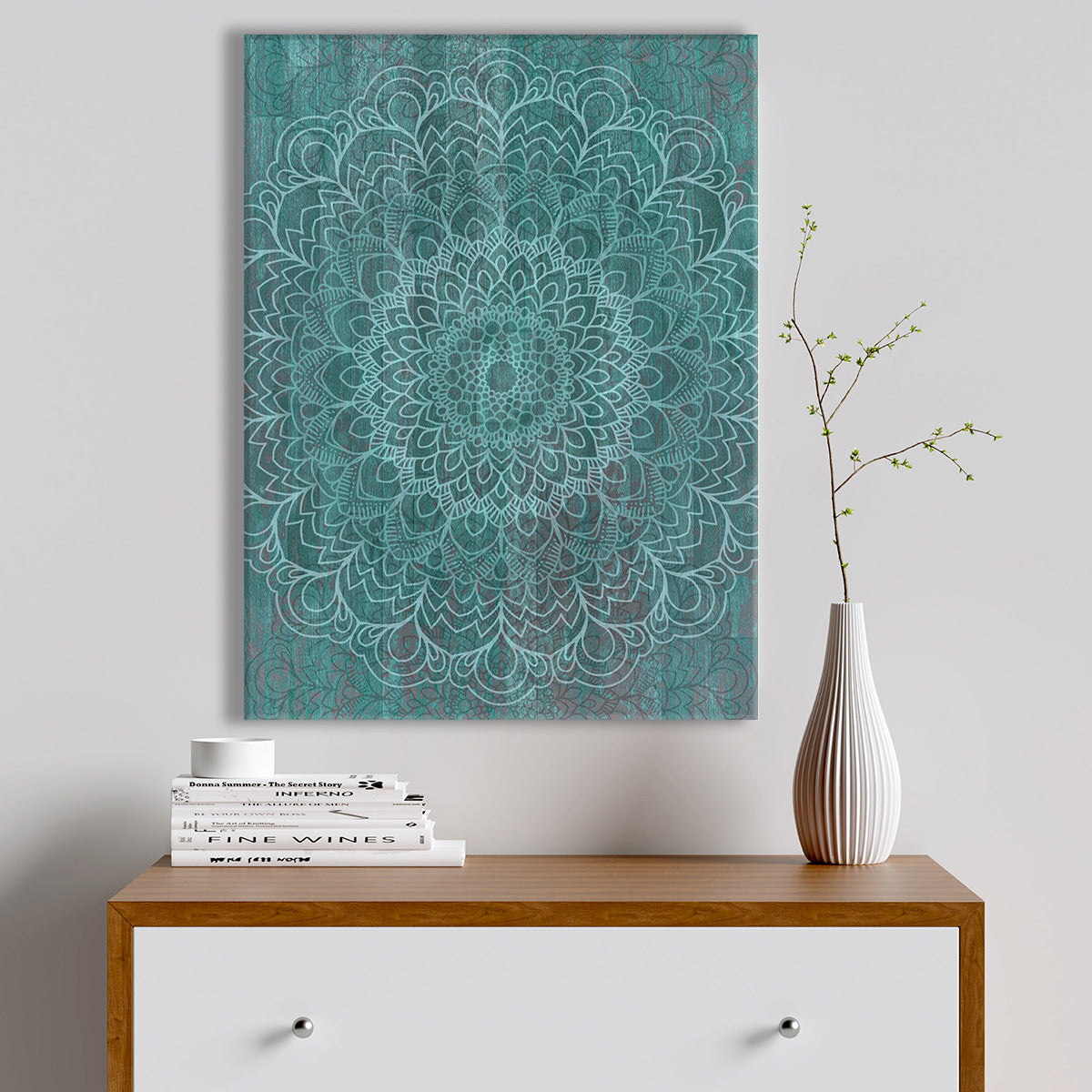 Hot Sale! High - quality Boho Mandala Wall Art V8 with Wood Frame, Ready to Hang for Your Home