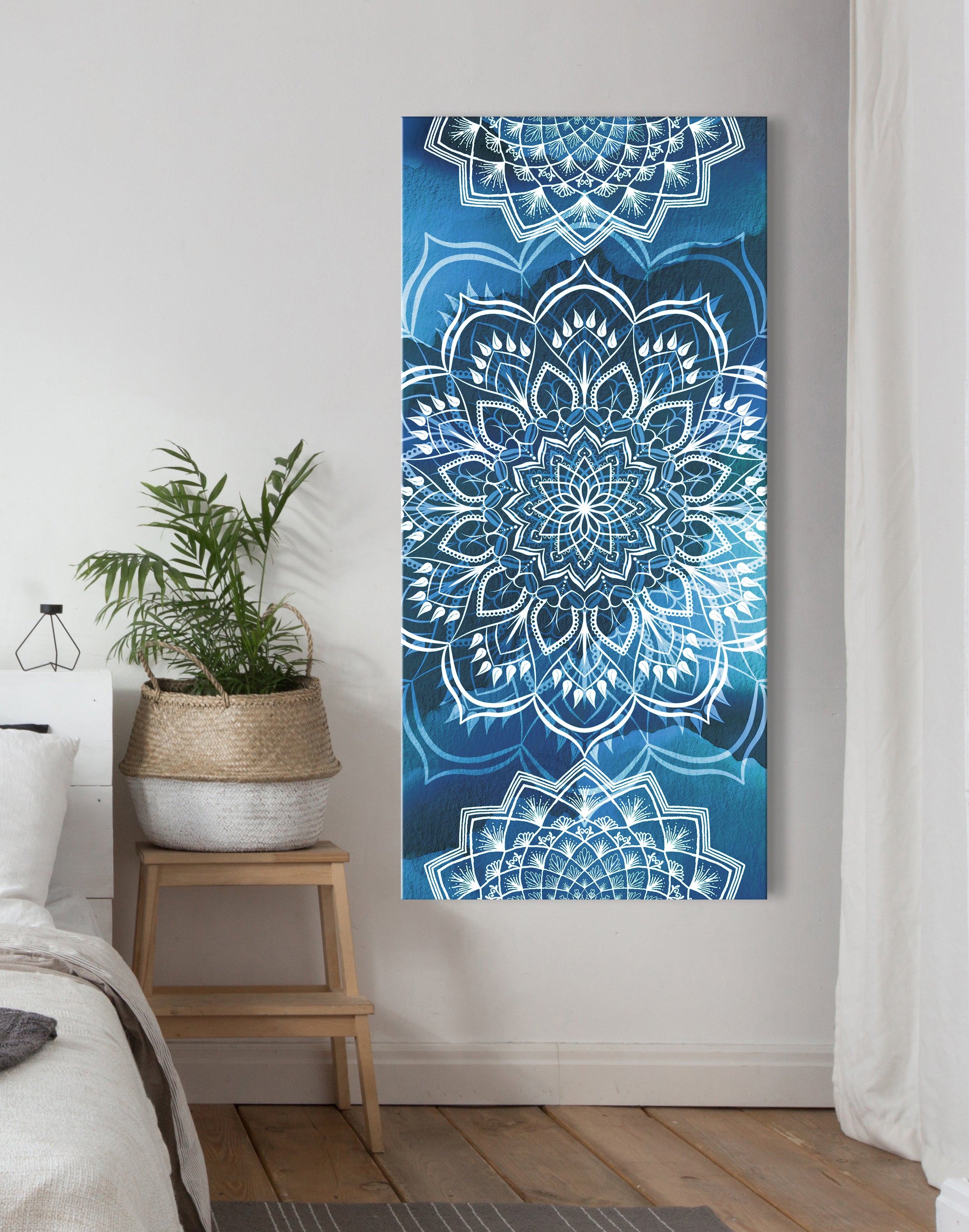Boho Mandala Wall Art with Wood Frame - Ready to Hang! Buy 2, Save 20%
