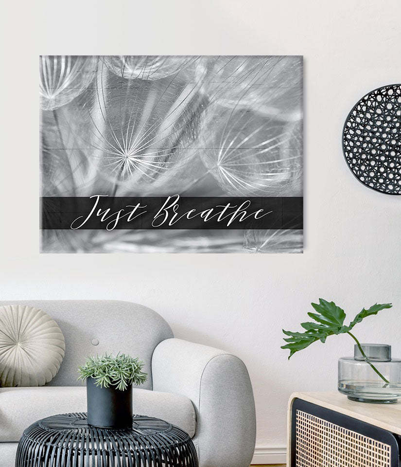 Hot Deal! Ready - To - Hang Wood - Framed 'Just Breathe V13' Home Wall Art