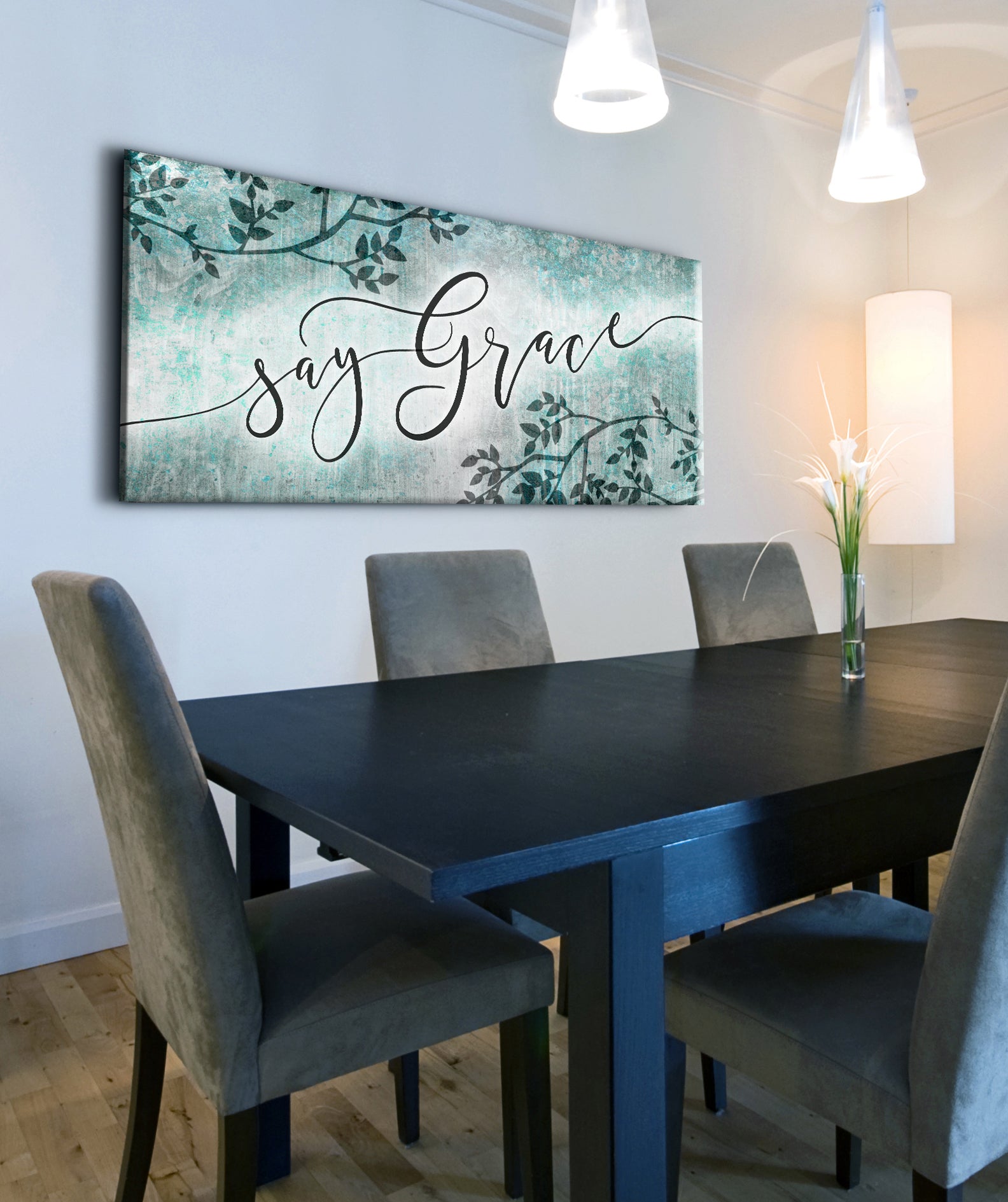 Exclusive Christian Wall Art - Say Grace V2 with Wood Frame, Ready to Hang, Buy 2 Save 20%