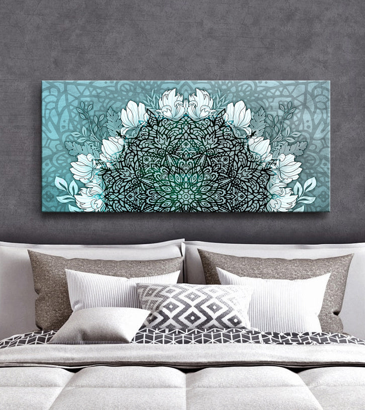 Ready-to-Hang Boho Mandala Wall Art V11 with Wood Frame