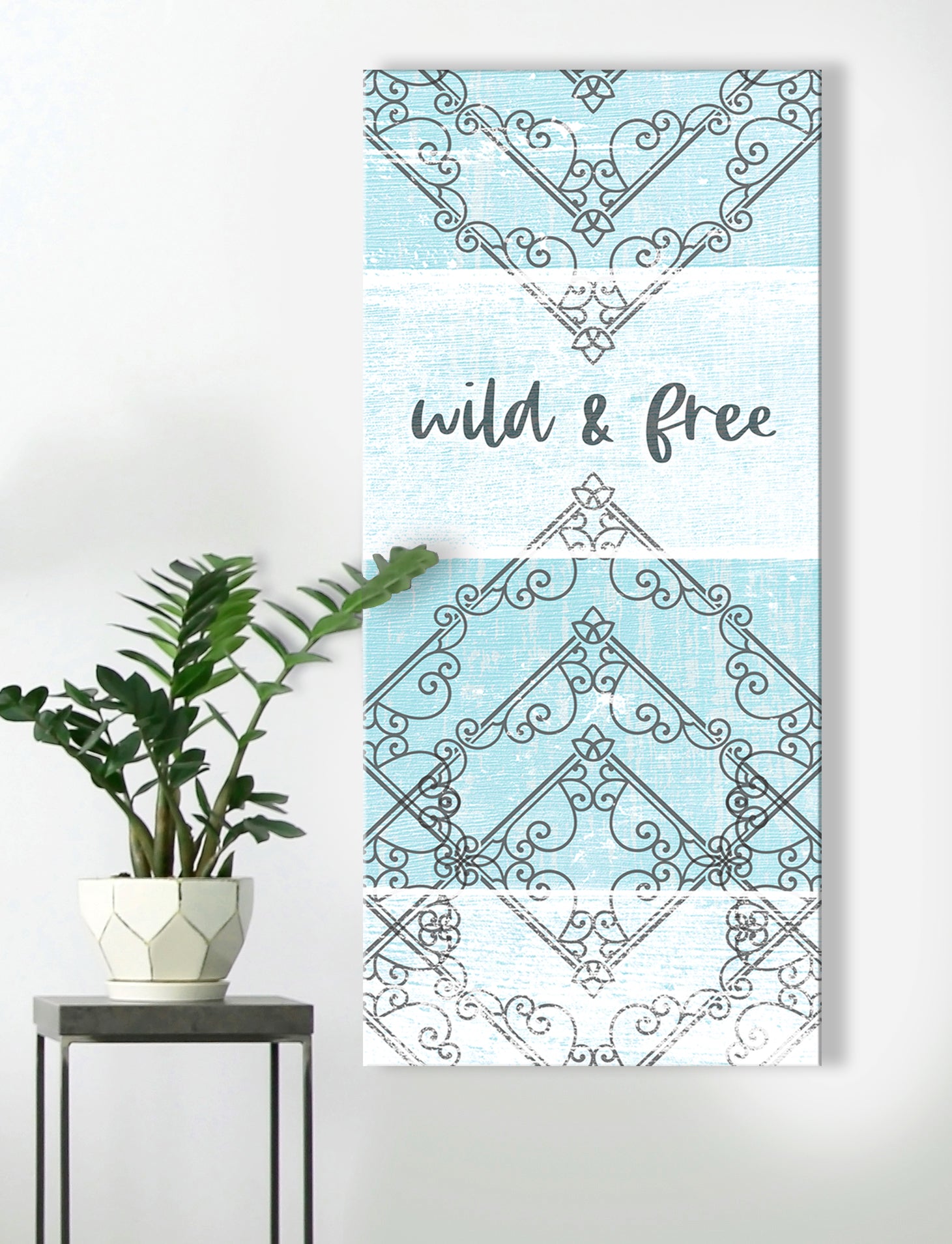 Ready-to-Hang Boho Wall Art: Wild and Free V5 with Wood Frame