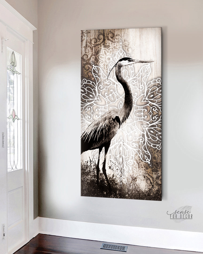 Exclusive Heron Bird Wall Art with Wood Frame, Ready to Hang - Buy 2 Get 20% Off!