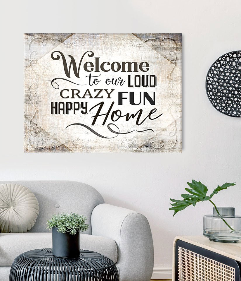 Hot Deal! Ready-to-Hang Wood Frame Home Wall Art: Welcome To Our Loud