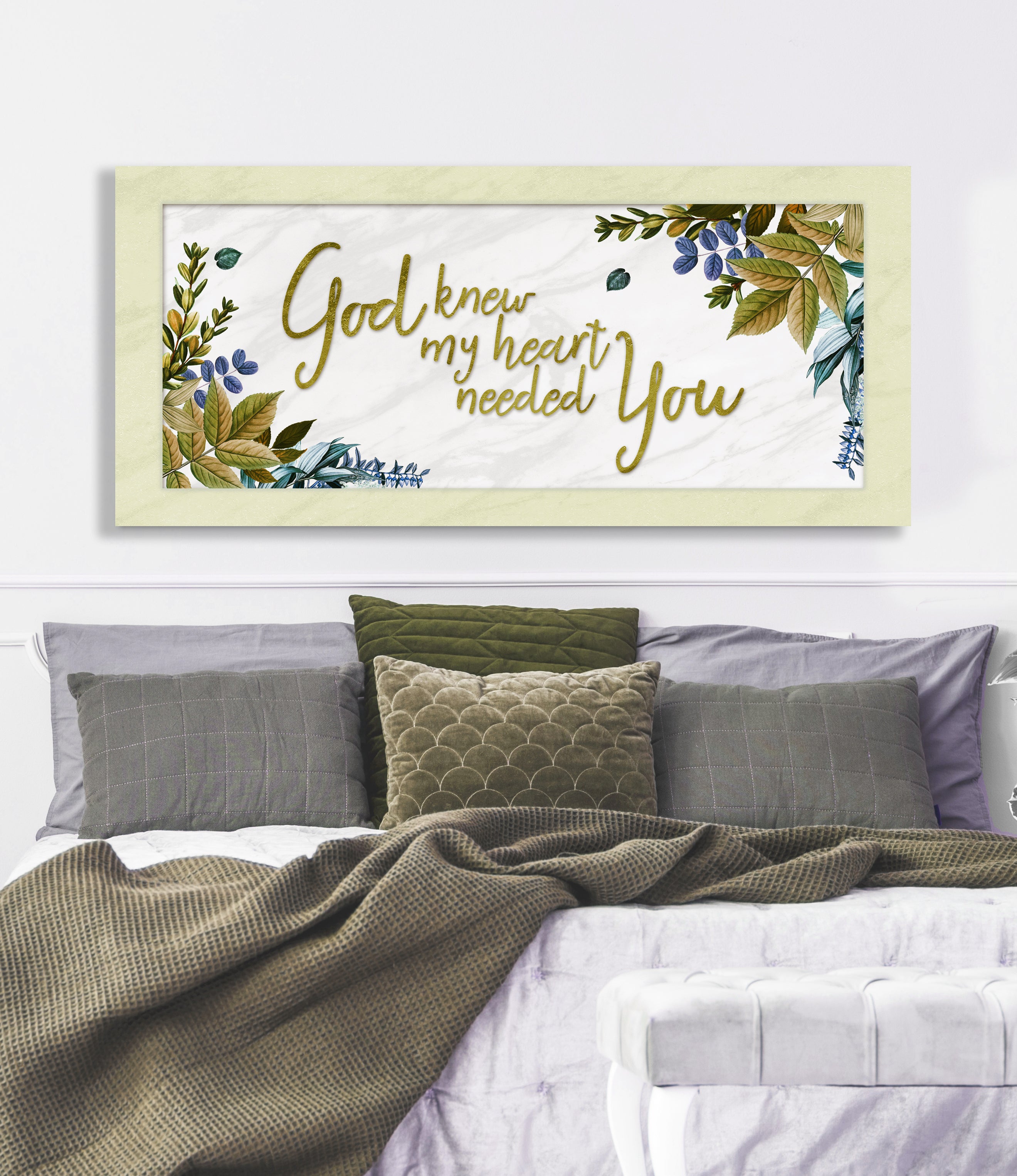 Hot! Christian Wall Art: God Knew My Heart Needed You V7 (Ready-to-Hang Wood Frame)