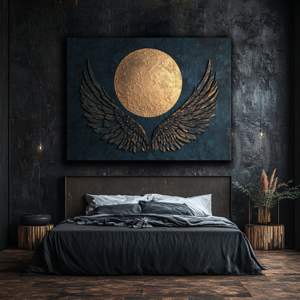 V2 Gold Elegant Wings of Radiance Wall Art - Premium Stretched Canvas