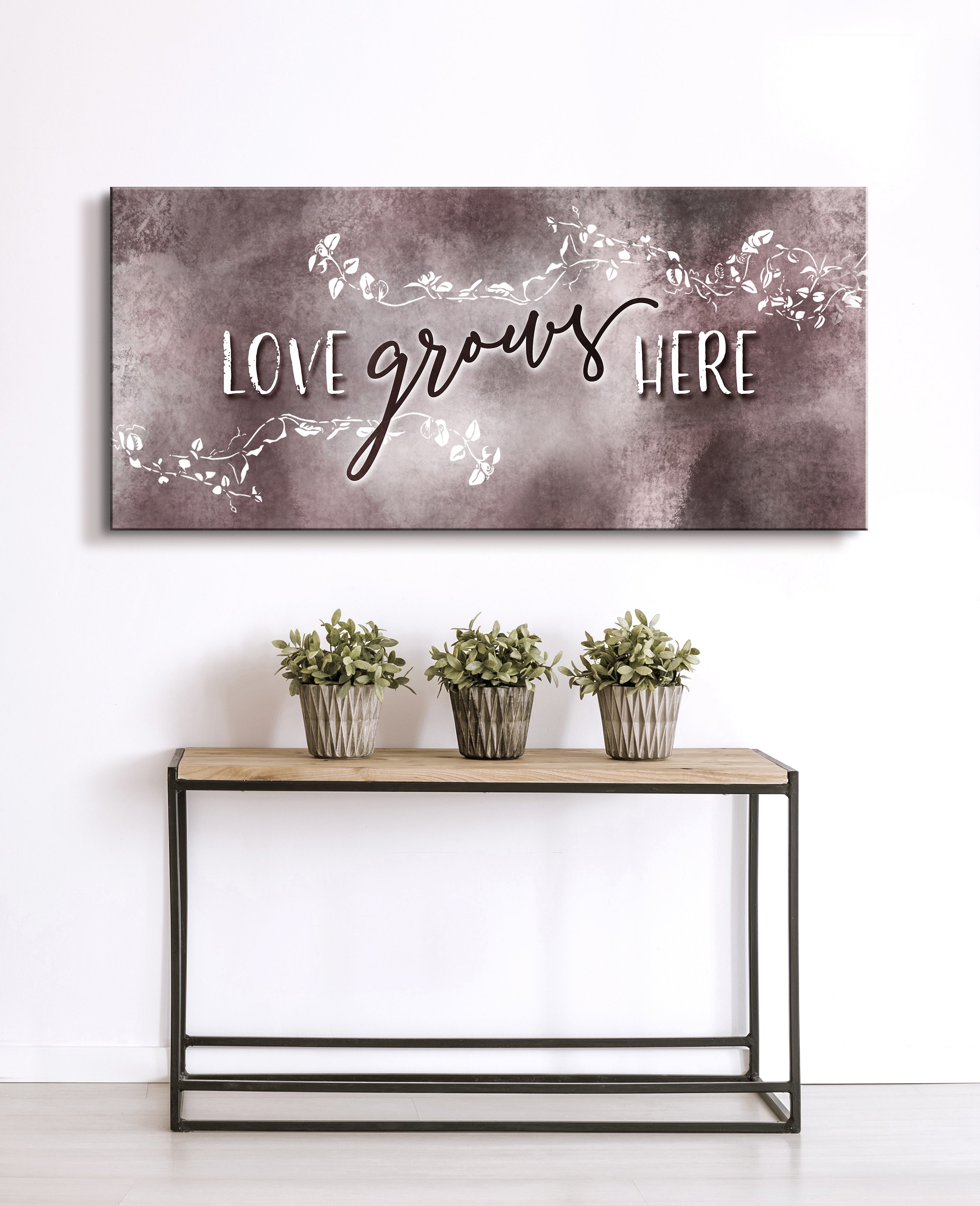 Hot! Ready - To - Hang Love Grows Here V2 Home Wall Art with Wood Frame