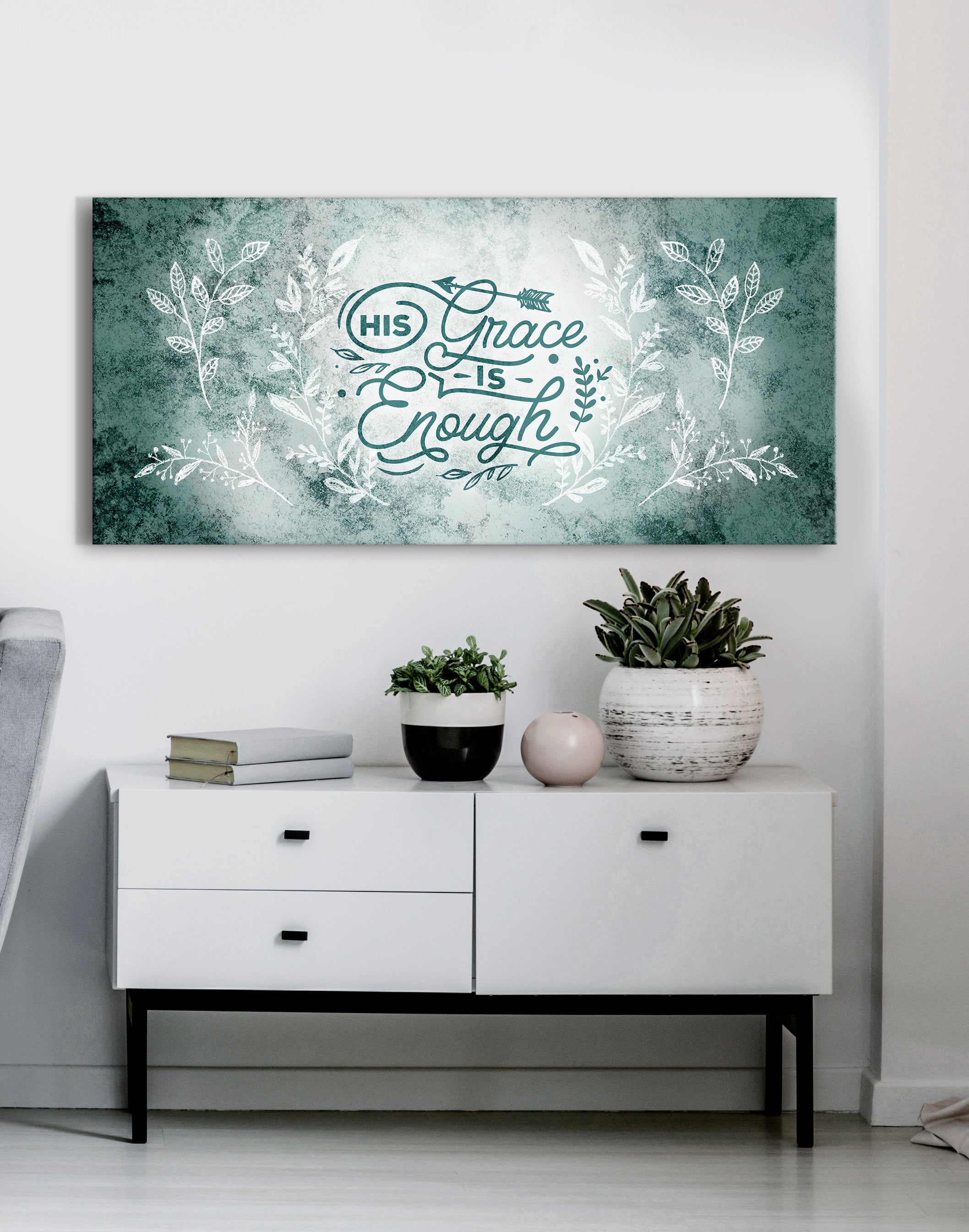 Christian Wall Art: His Grace Is Enough V3 - Ready To Hang Wood Frame! Buy 2, Save 20%