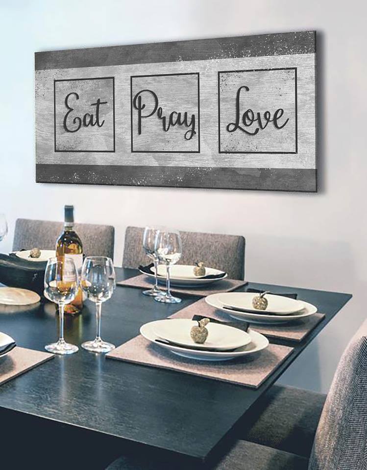 Hot Deal! Eat Pray Love V3 Kitchen Wall Art with Wood Frame (Ready to Hang)