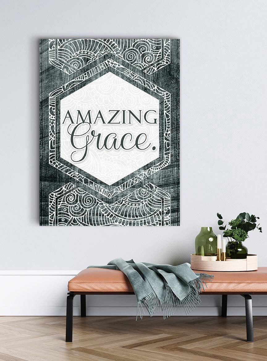 Stunning Christian Wall Art: Amazing Grace V11 with Wood Frame, Ready to Hang