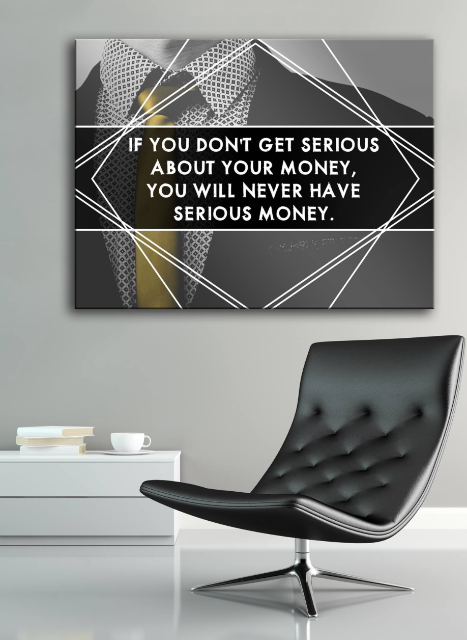 Limited Time Offer! High - Quality Business Wall Art - Serious Money with Wood Frame, Ready to Hang