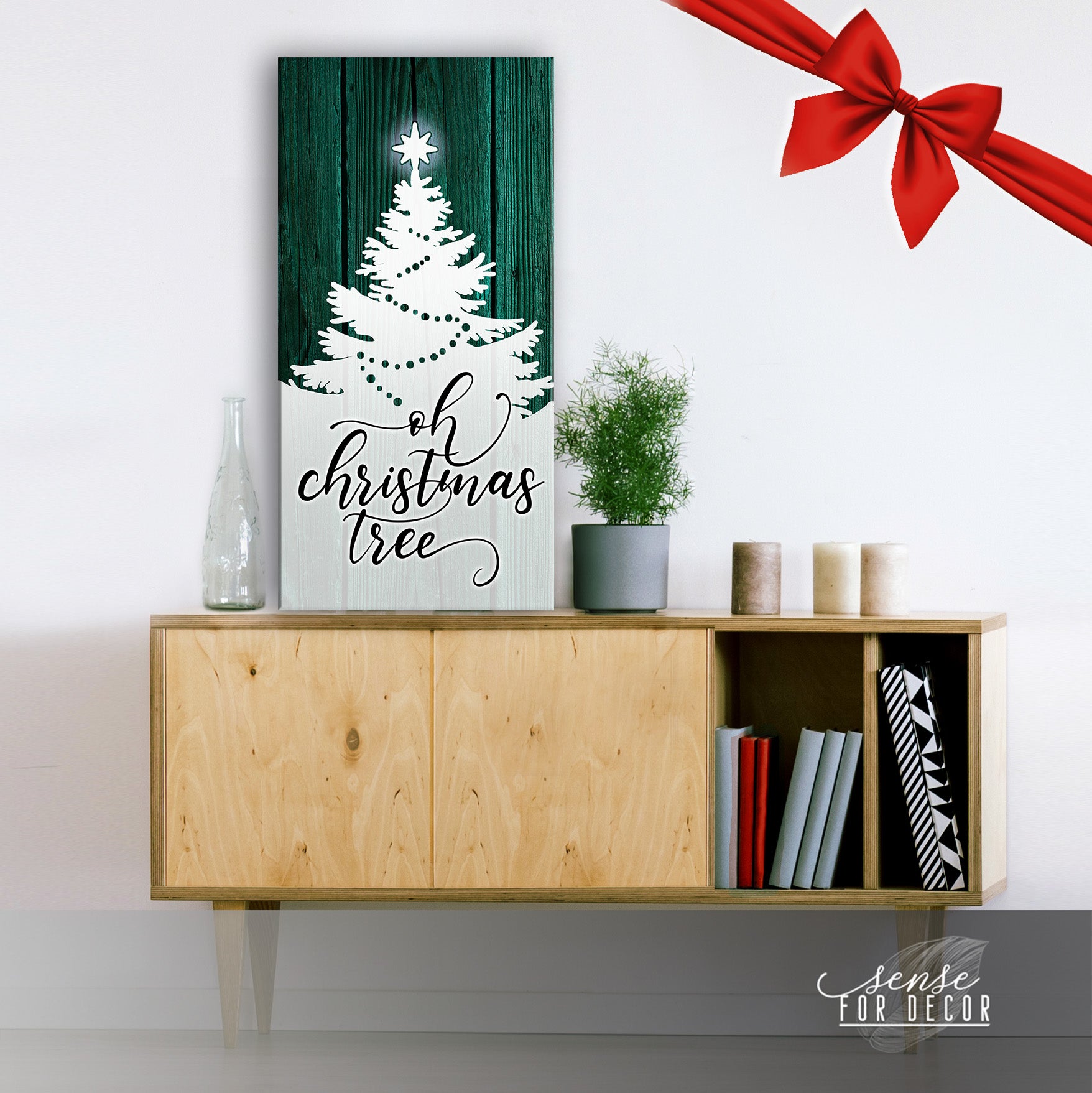 High - Quality Oh Christmas Tree V2 Holiday Wall Art with Wood Frame, Ready to Hang