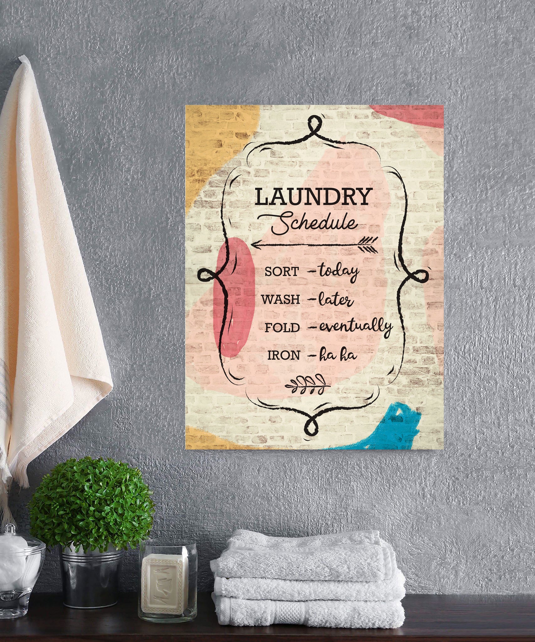 Hot Deal! Ready - To - Hang Laundry Schedule Wall Art with Wood Frame
