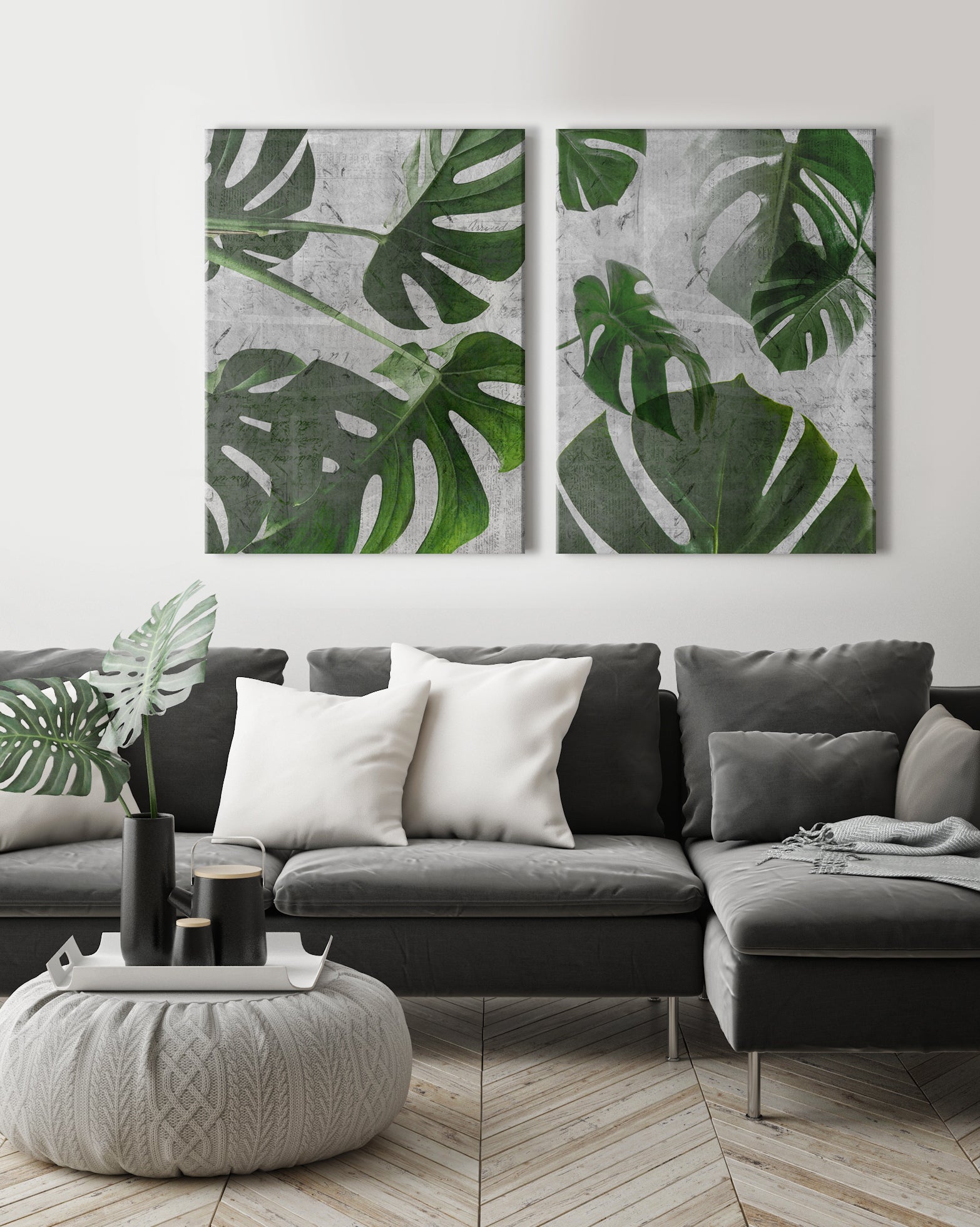 Nature Wall Art: Big Leaves Set 2 - Wood Frame, Ready to Hang! Buy 2, Save 20%