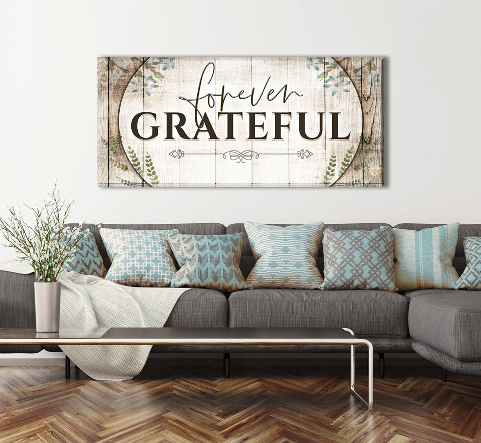 Hot! Forever Grateful Home Wall Art with Wood Frame, Ready to Hang