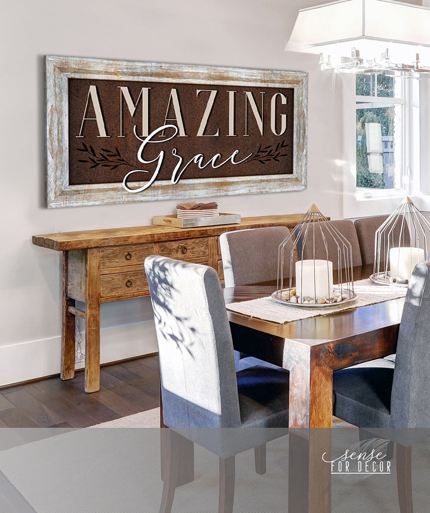 Christian Wall Art: Amazing Grace V12 - Wood Frame, Ready to Hang! Buy 2, Save 20%