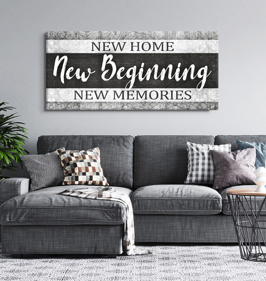 High - Quality Wood - Framed Home Wall Art: New Home, New Start V19 (Ready to Hang)